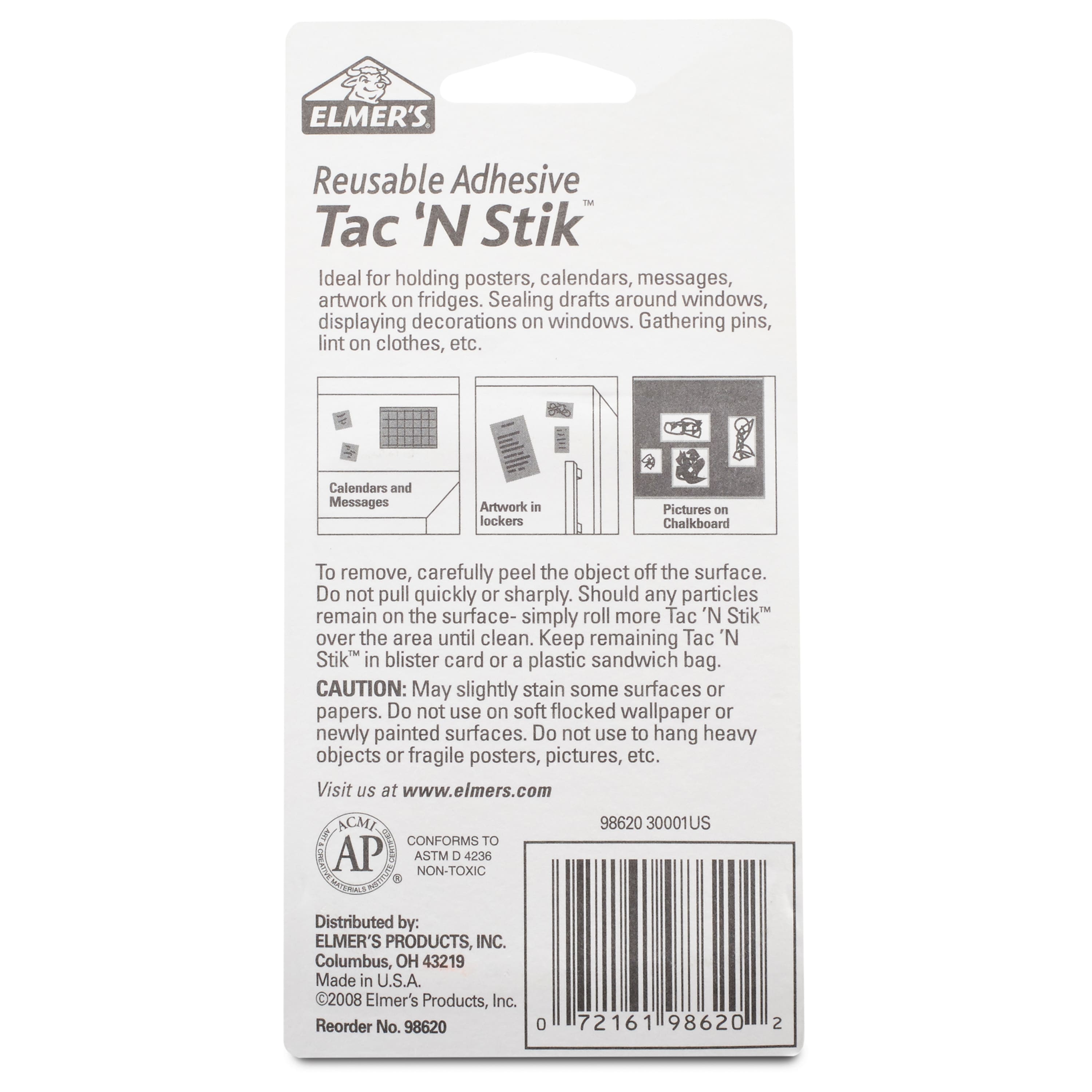Free Shipping Elmer's Tac 'N Stik Reusable Adhesive New 