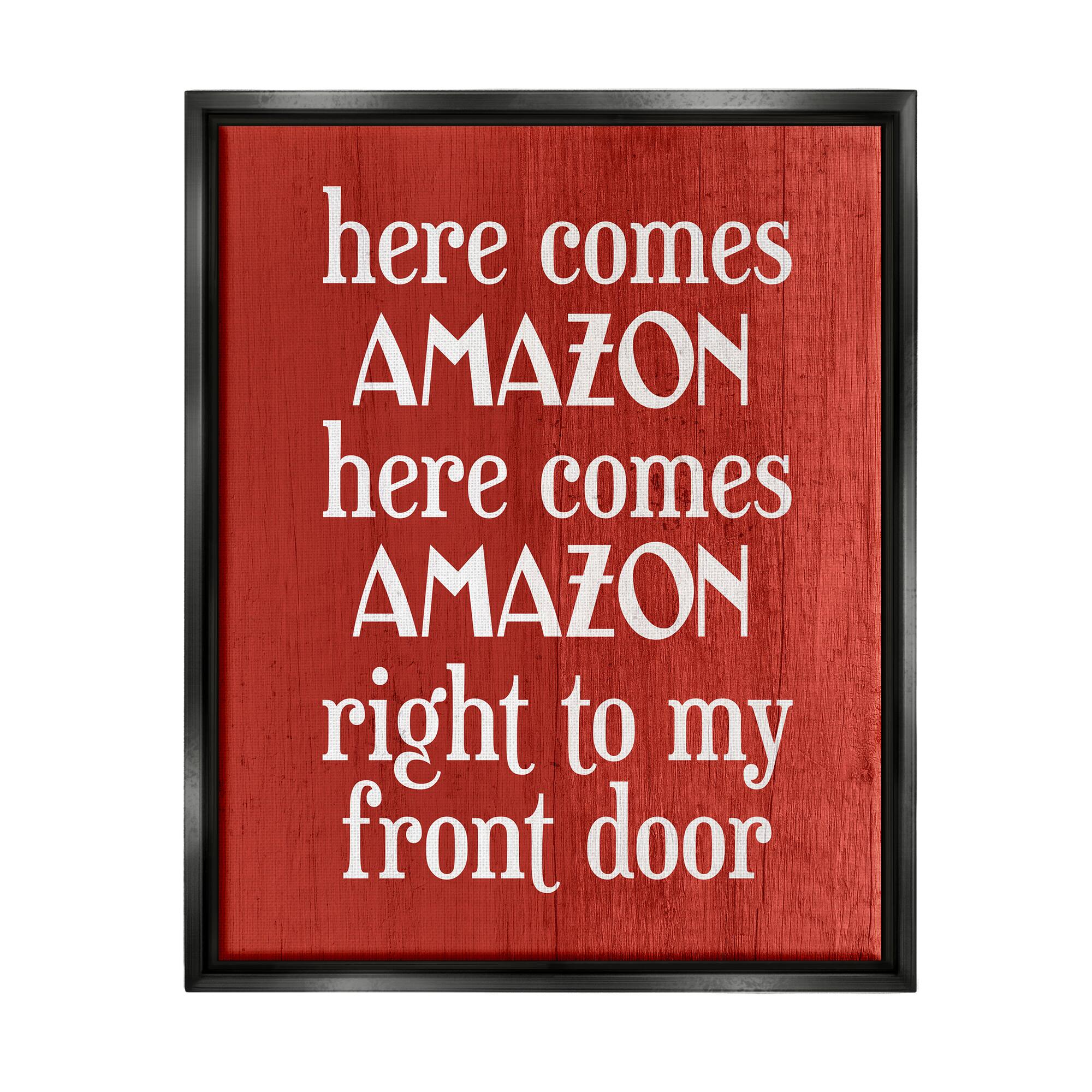 Stupell Industries Here Comes Amazon Funny Song Framed Floater Canvas Wall Art