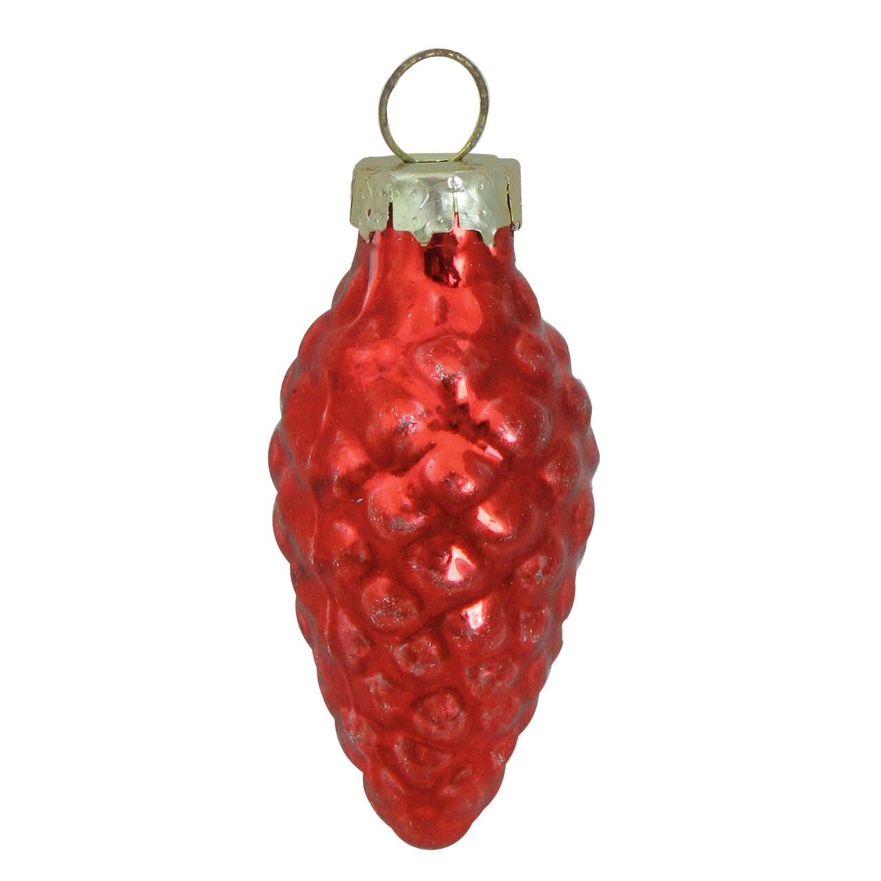 Whitehurst 56ct. 2" Shiny Red Glass Pinecone Ornaments