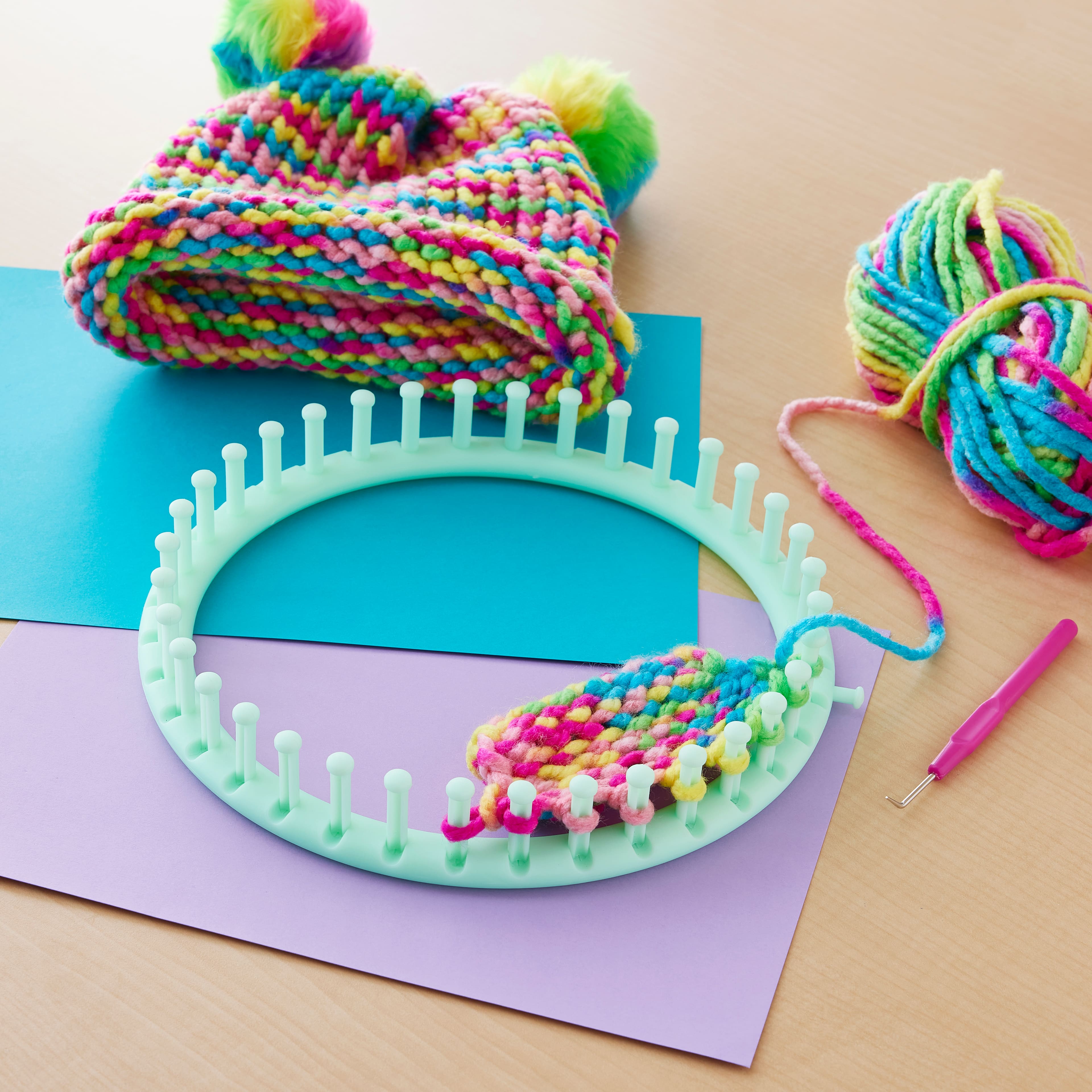  Creativity for Kids Quick Knit Loom Kit - Knitting Kit for Kids,  Make Your Own Pom Pom Hat And Accessories, Knitting Loom Crafts for Kids :  Everything Else