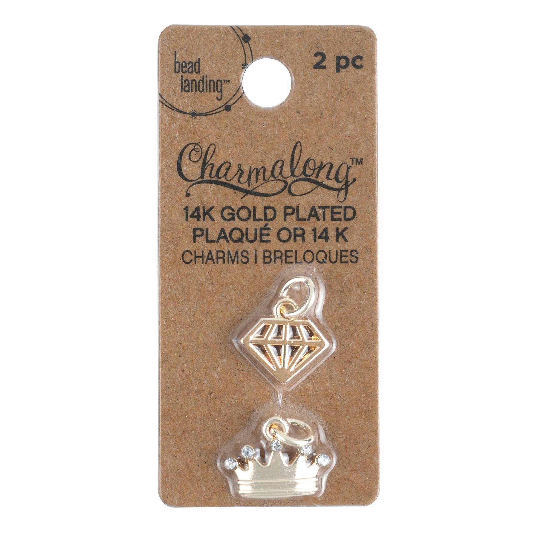 Charmalong&#x2122; 14K Gold Crown &#x26; Diamond Charms by Bead Landing&#x2122;