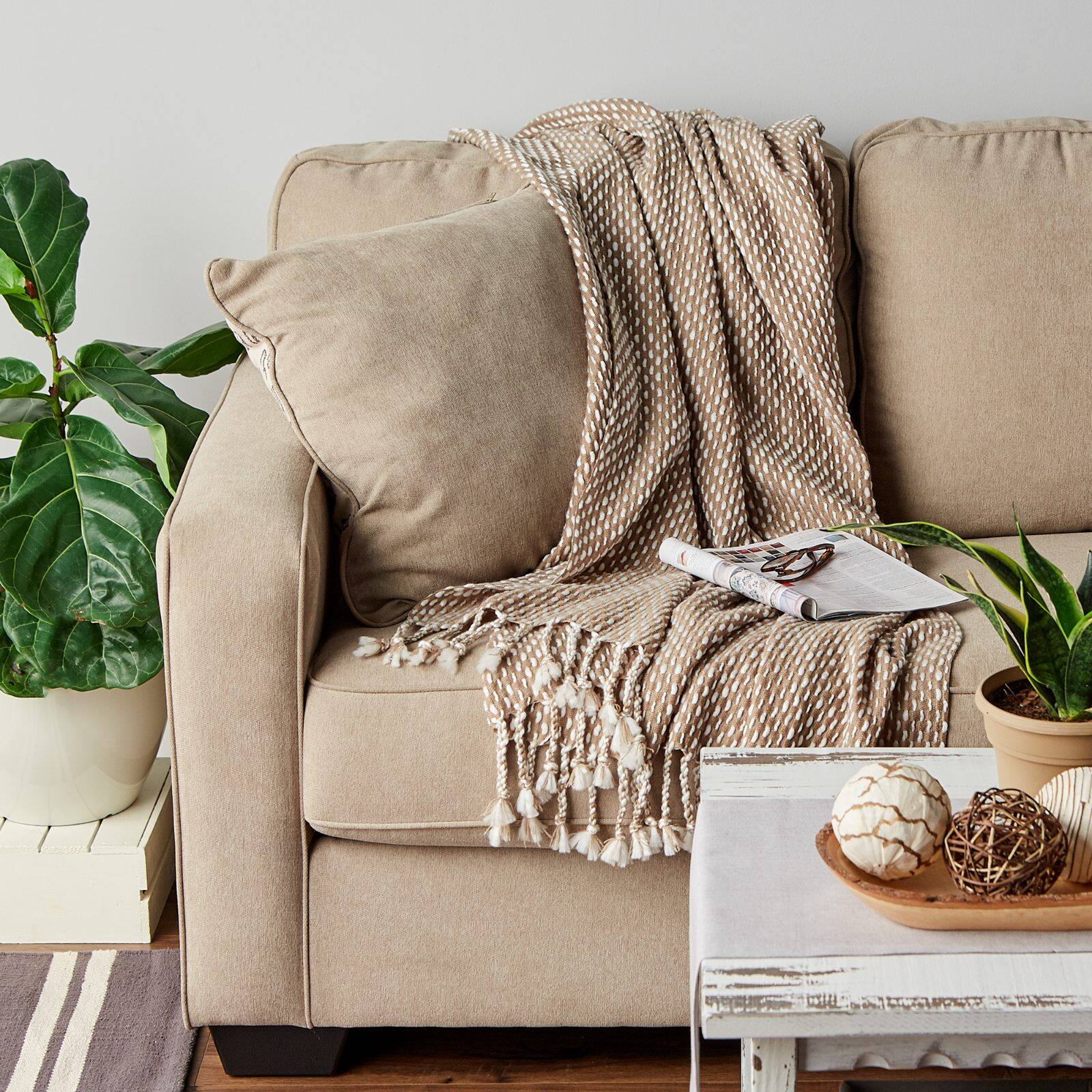 DII® Stone & White Textured Acrylic Throw