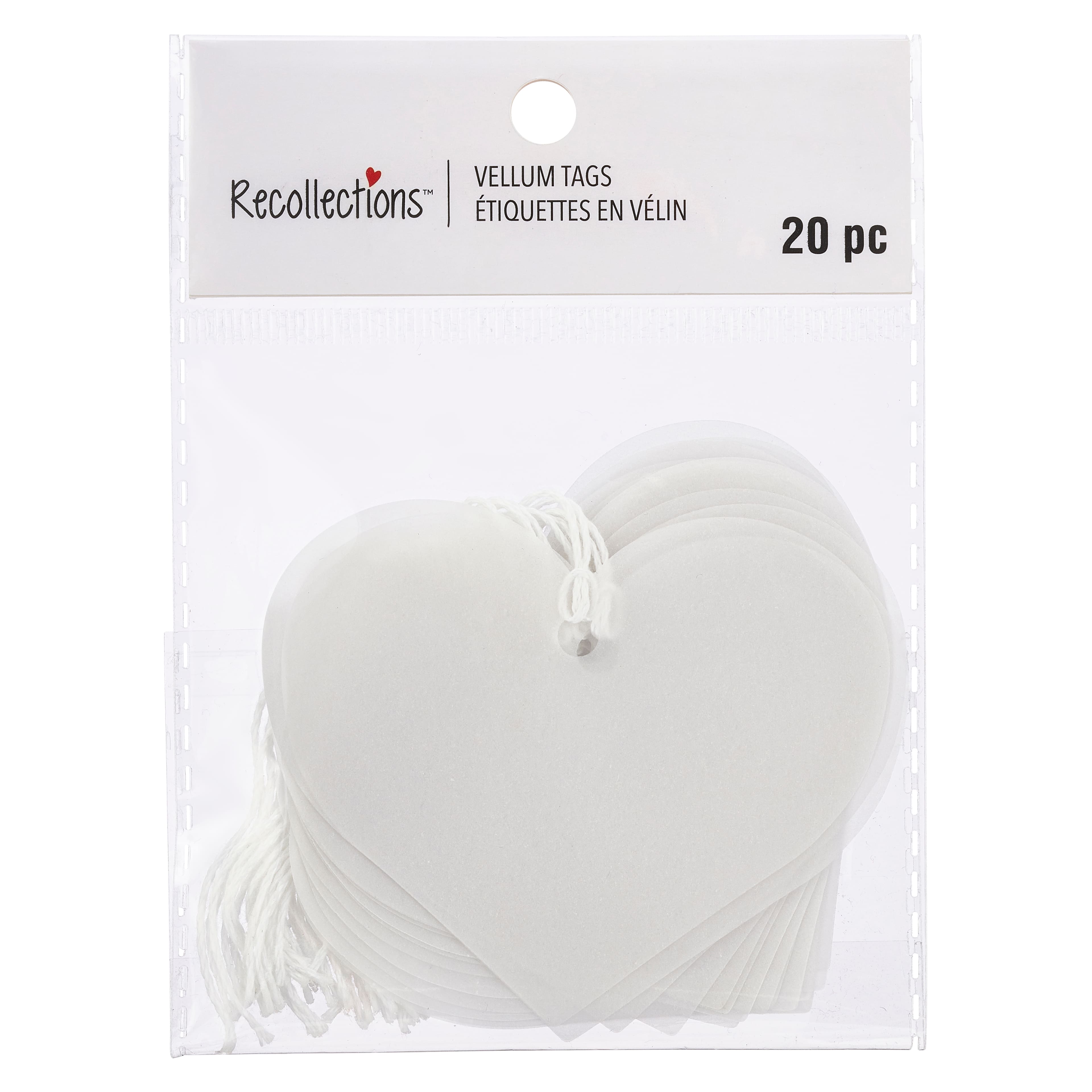 White Vellum Heart Tags by Recollections&#x2122;, 20ct.