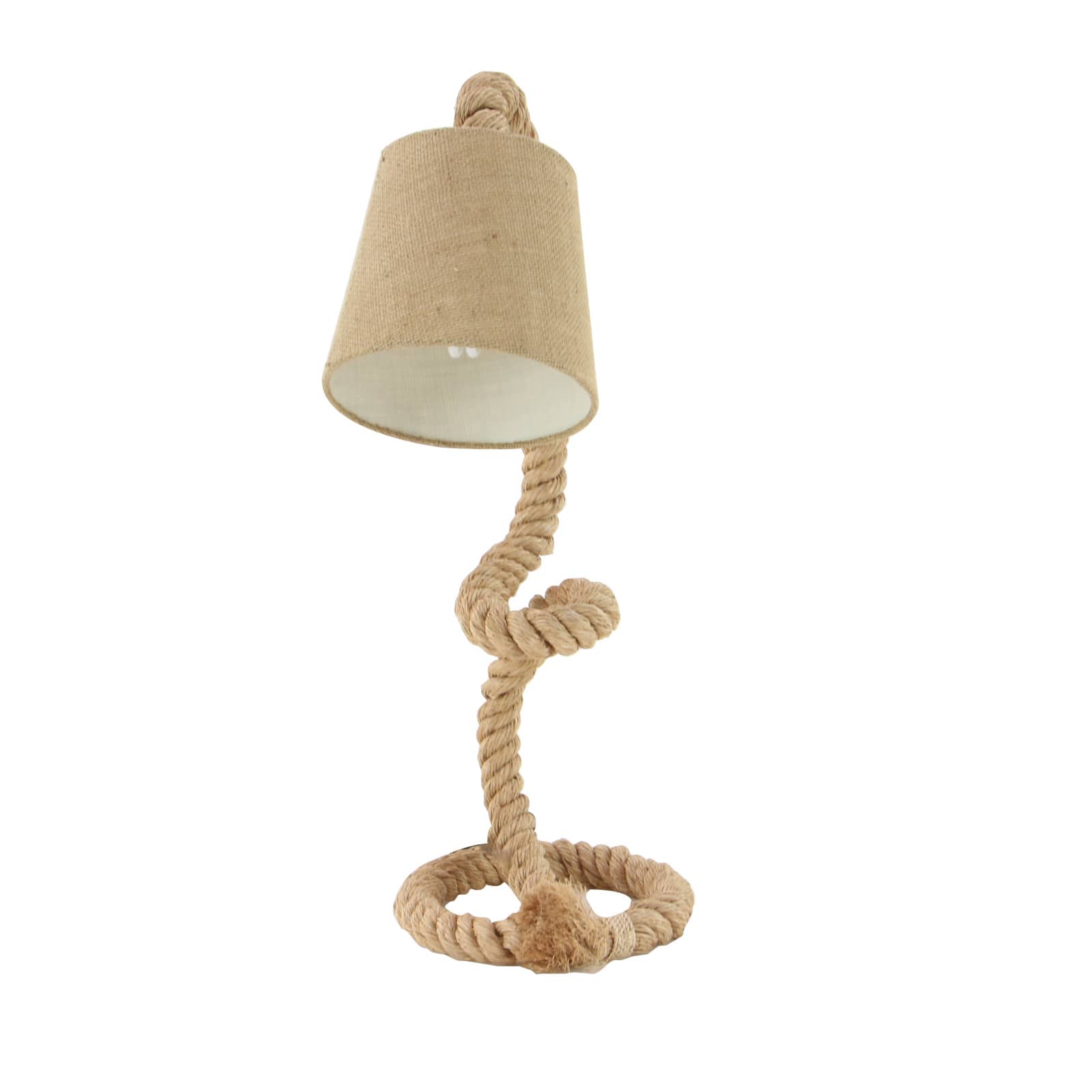 Brown Rope and Iron Rustic Desk Lamp, 32" x 11" x 14"