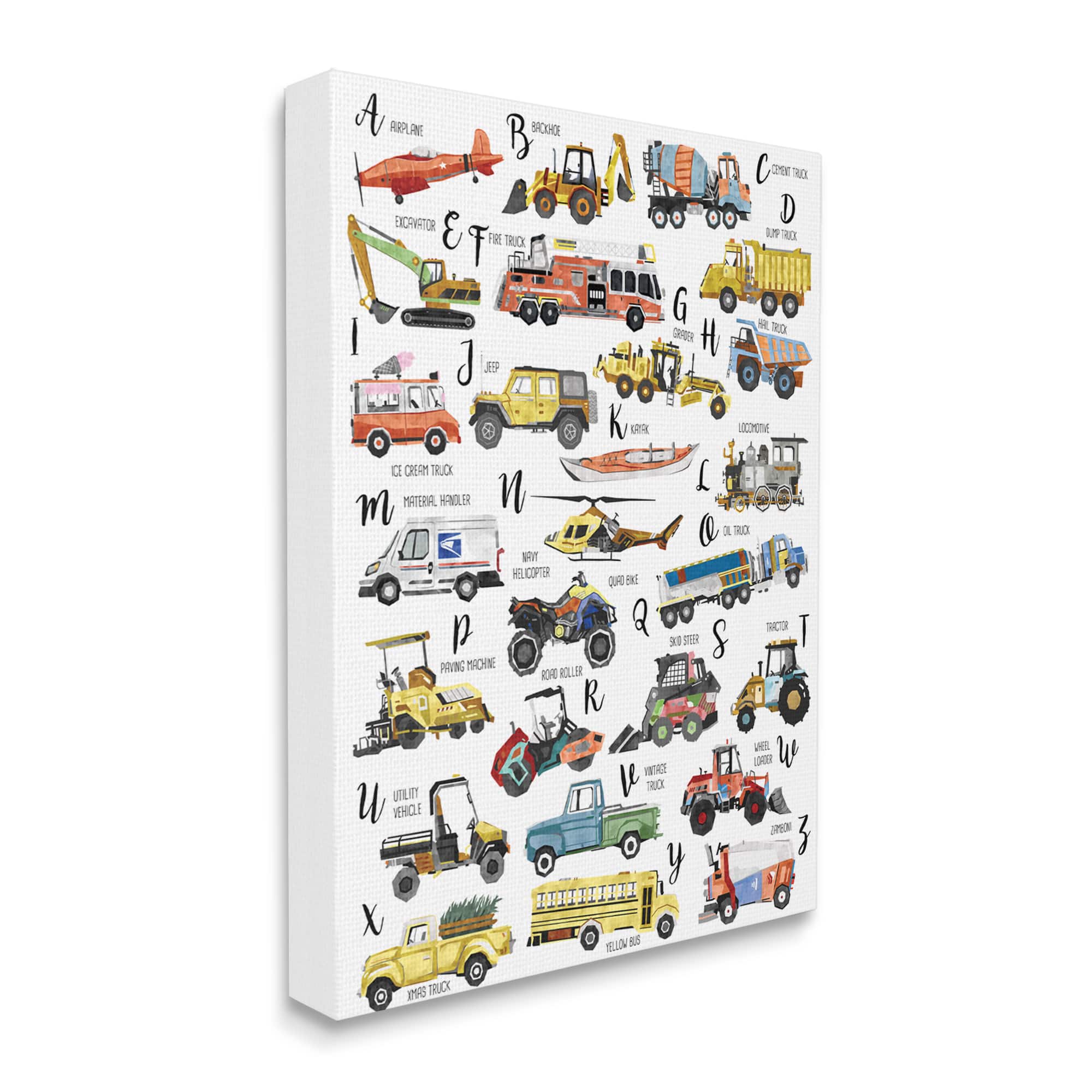 Stupell Industries ABCs of Motor Vehicles Kid&#x27;s Alphabet Chart Wall Art