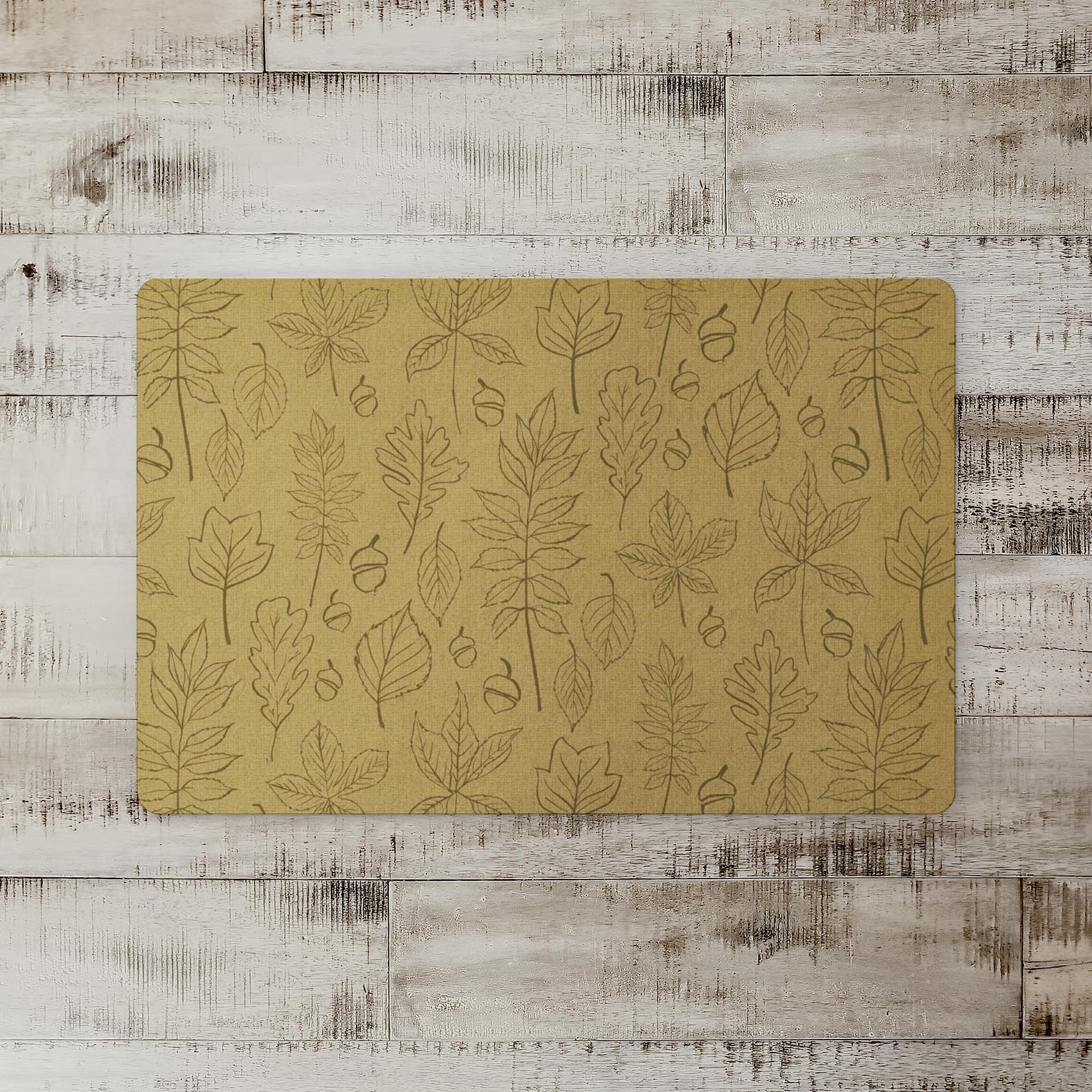 Mustard Leaf Pattern Floor Mat