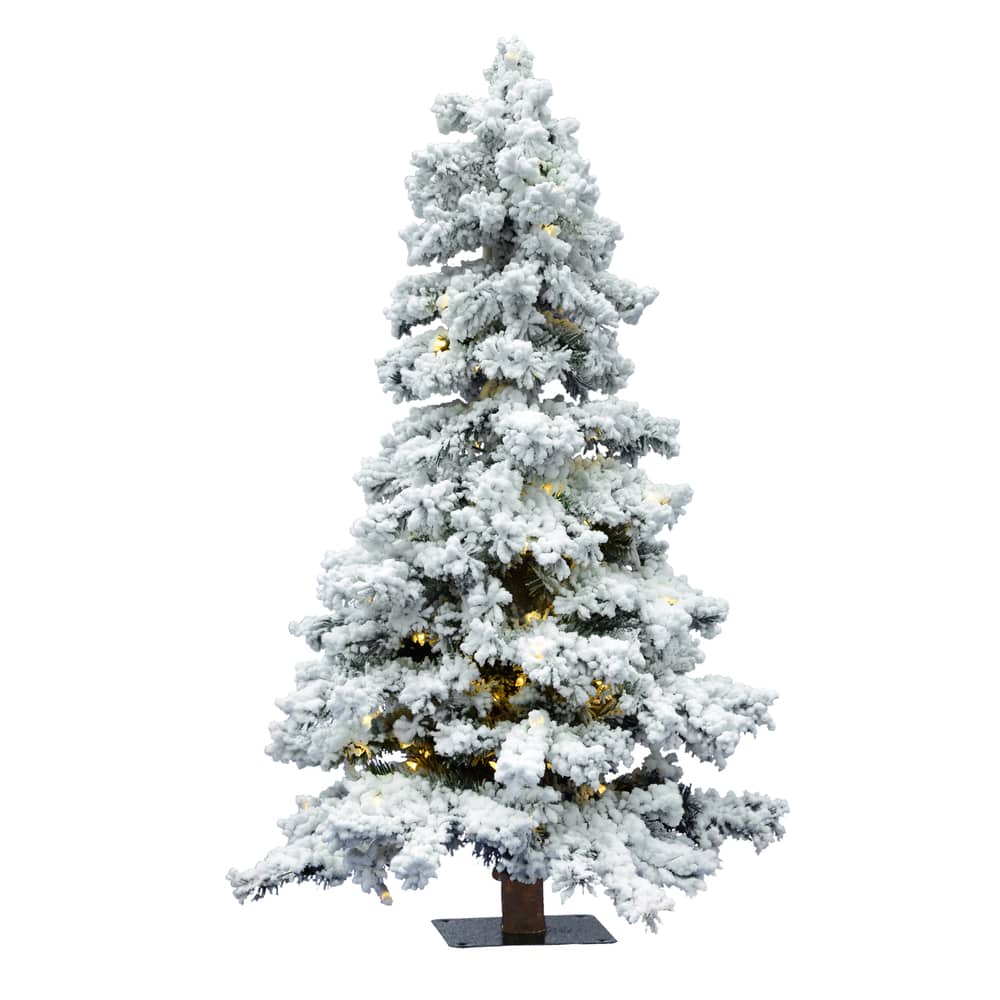 4ft. Pre-Lit Flocked Spruce Artificial Christmas Tree, Warm White Dura-Lit® Lights