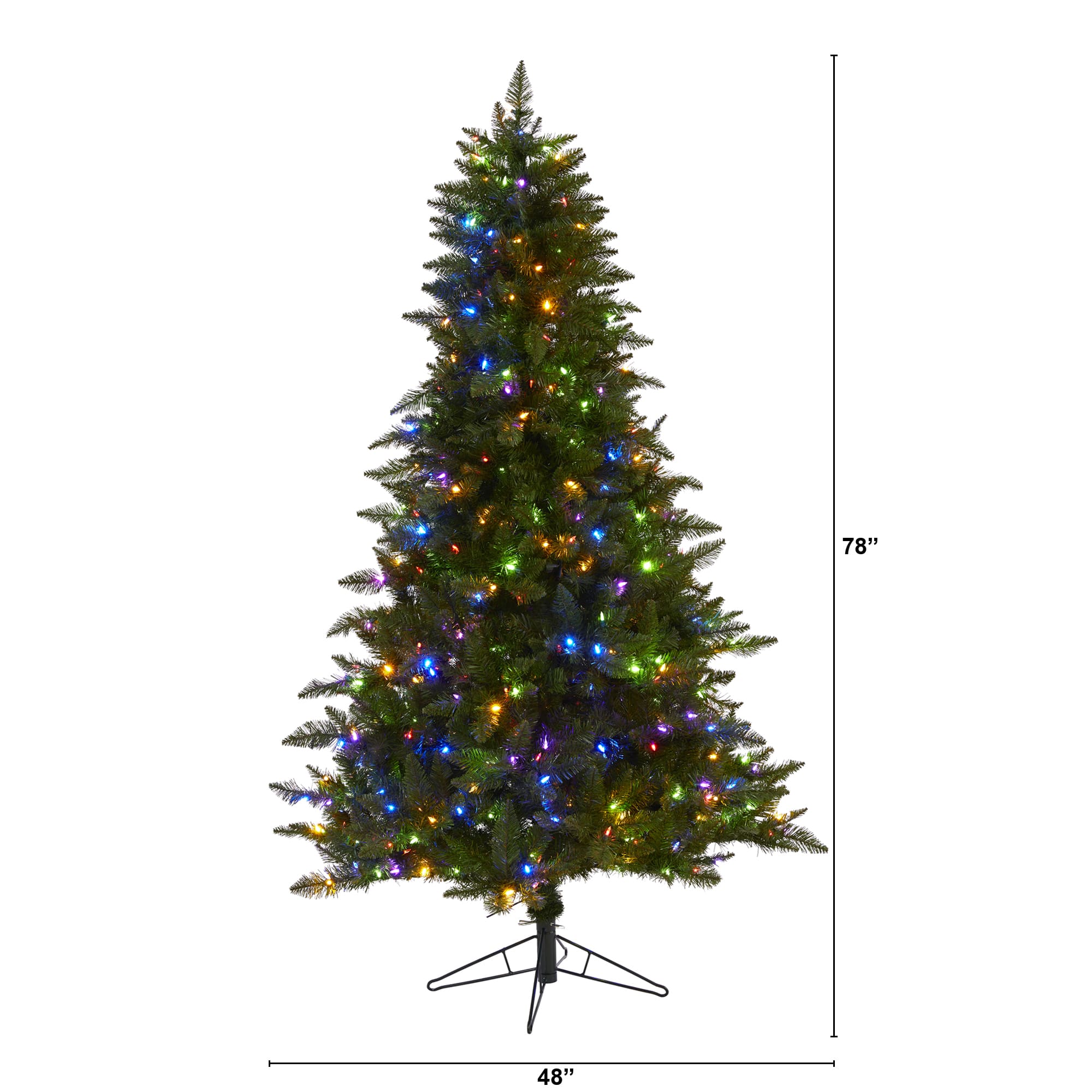 6.5ft. Pre-Lit Vermont Spruce Artificial Christmas Tree, Color Changing LED Lights