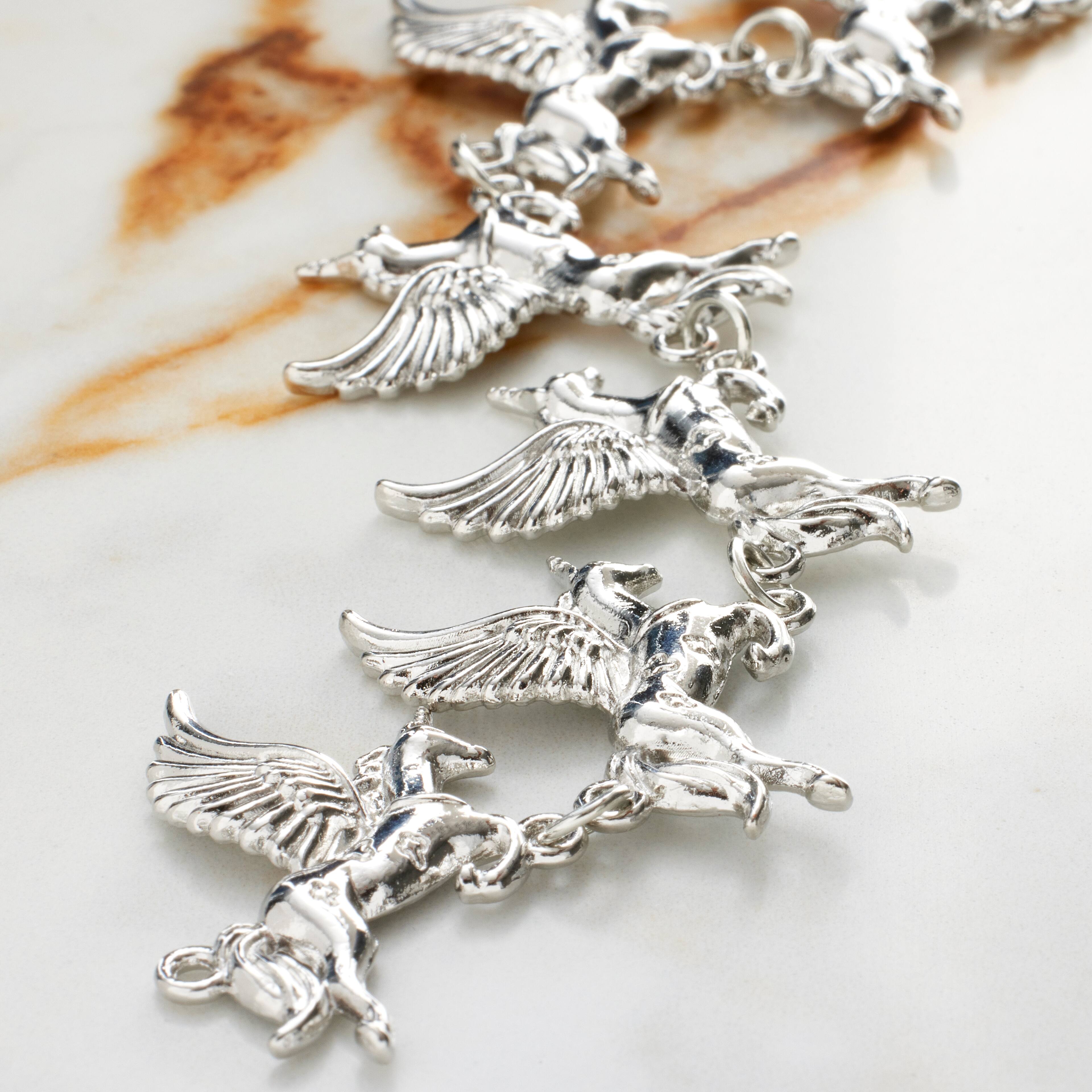 Rhodium Metal Unicorn Charms, 23mm by Bead Landing&#x2122;