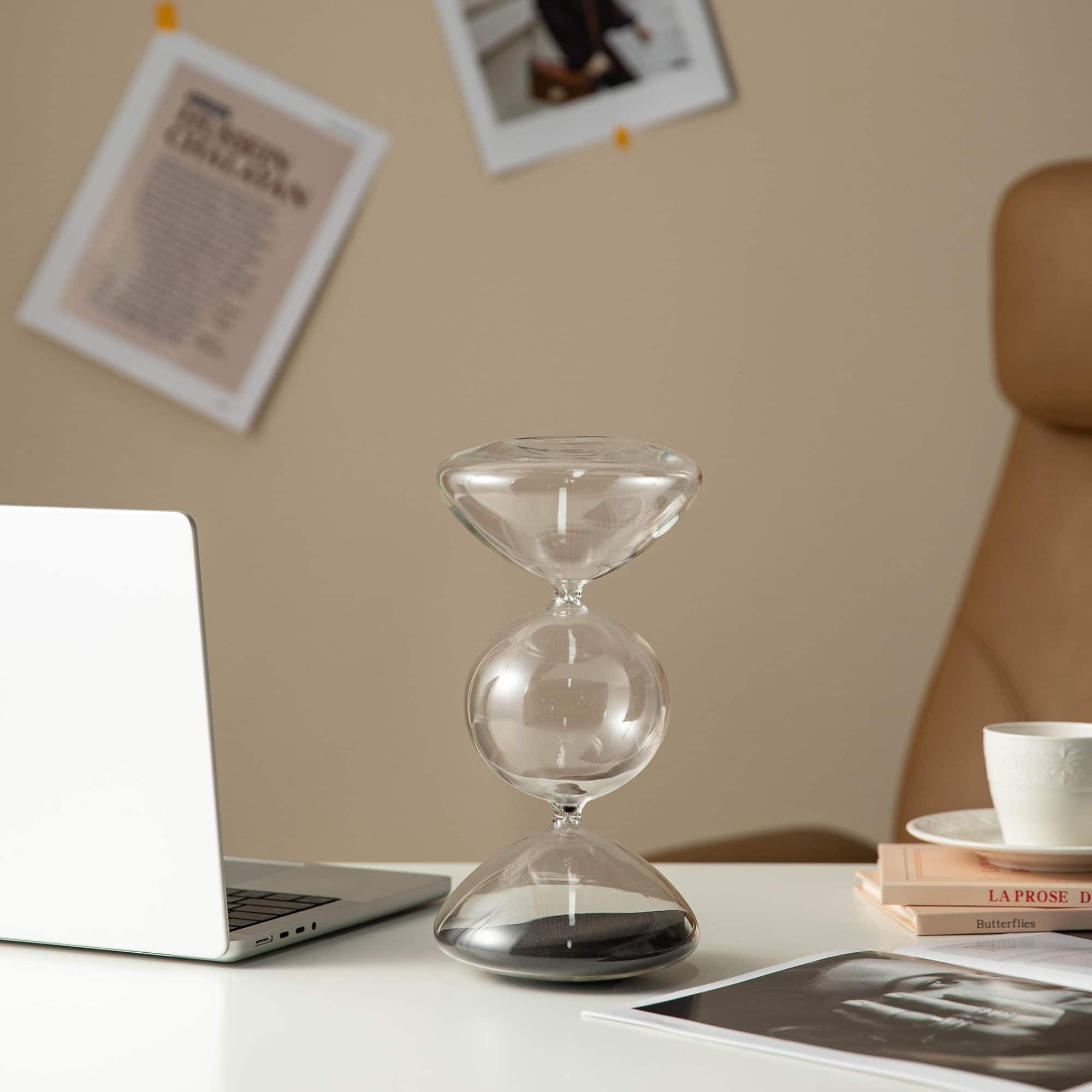 Glitzhome&#xAE; 10.25&#x22; Modern Tri-Layer Hourglass with Black Sand