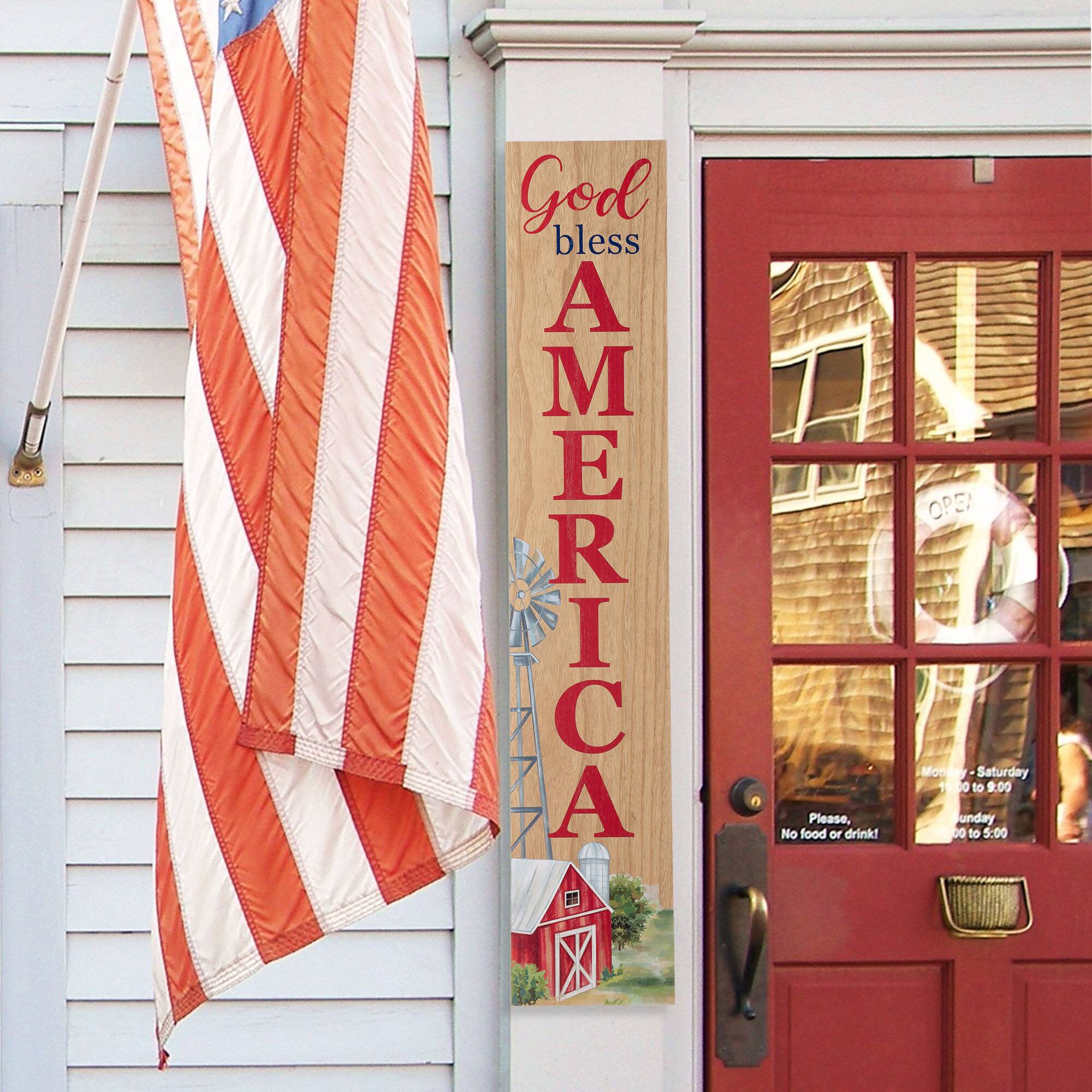 Glitzhome&#xAE; 42&#x22; Wooden Patriotic Porch Sign
