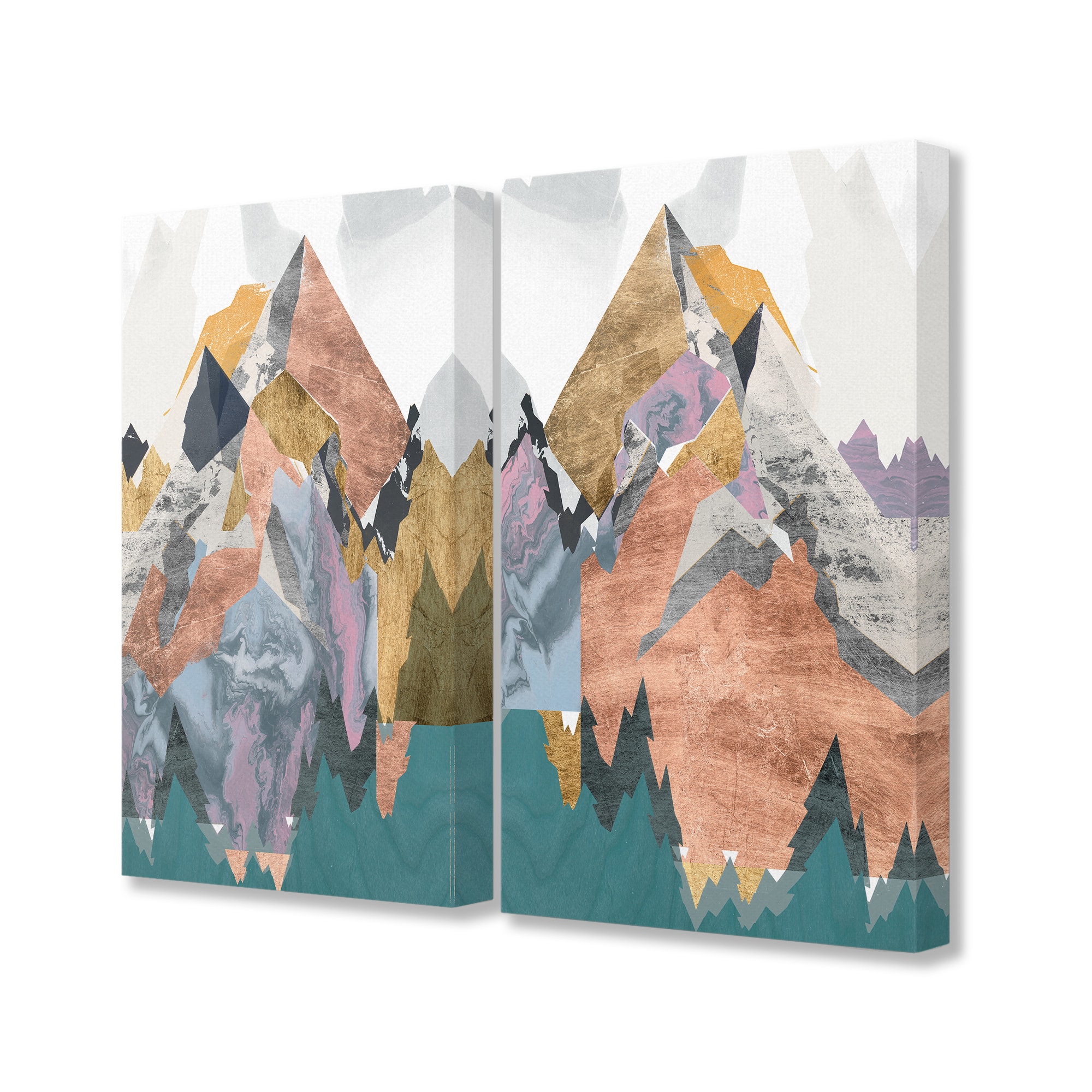 Stupell Industries Foil Collage Mountain Landscape Canvas Wall Art Set