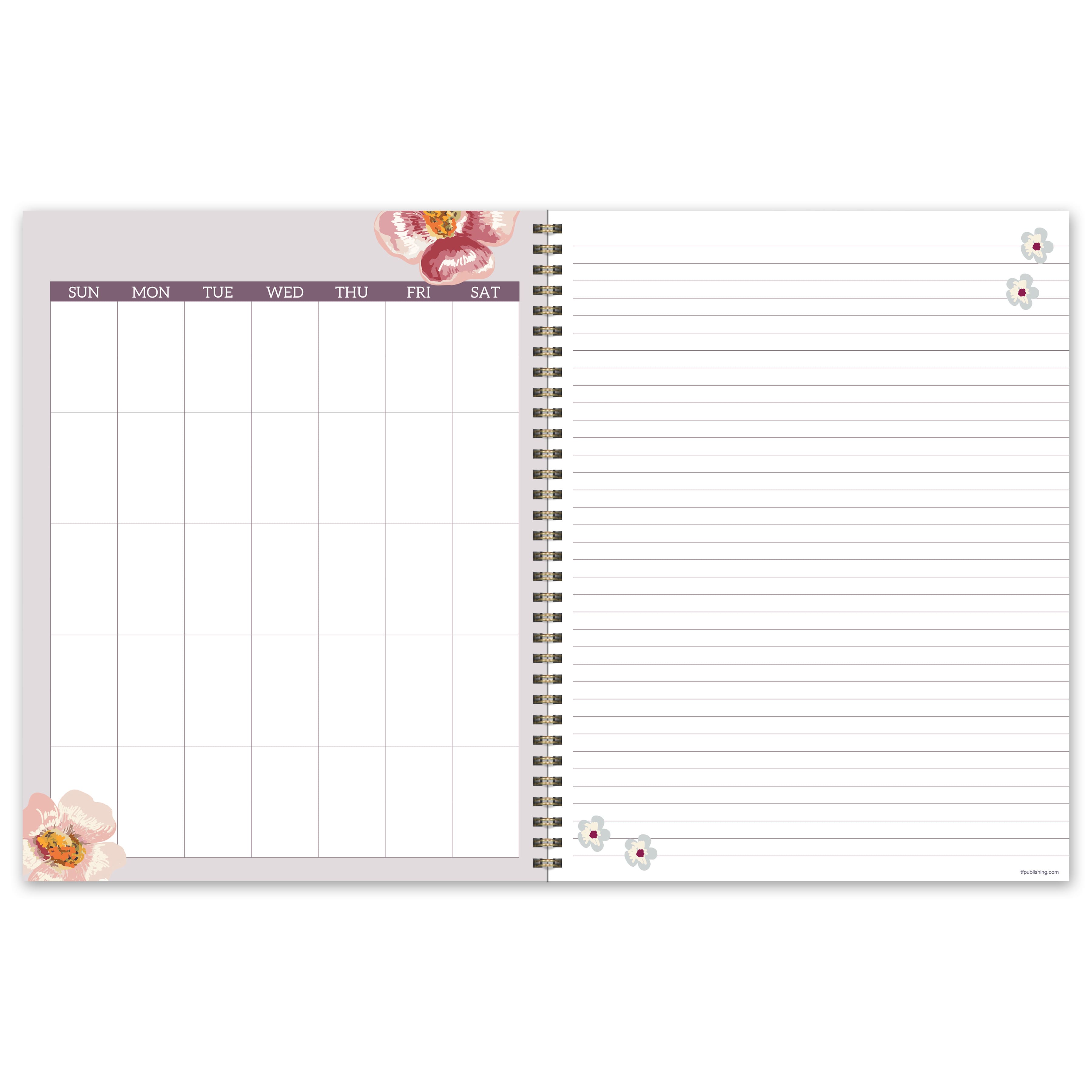 TF Publishing Large Navy Botanical Floral Undated Weekly Teacher Planner