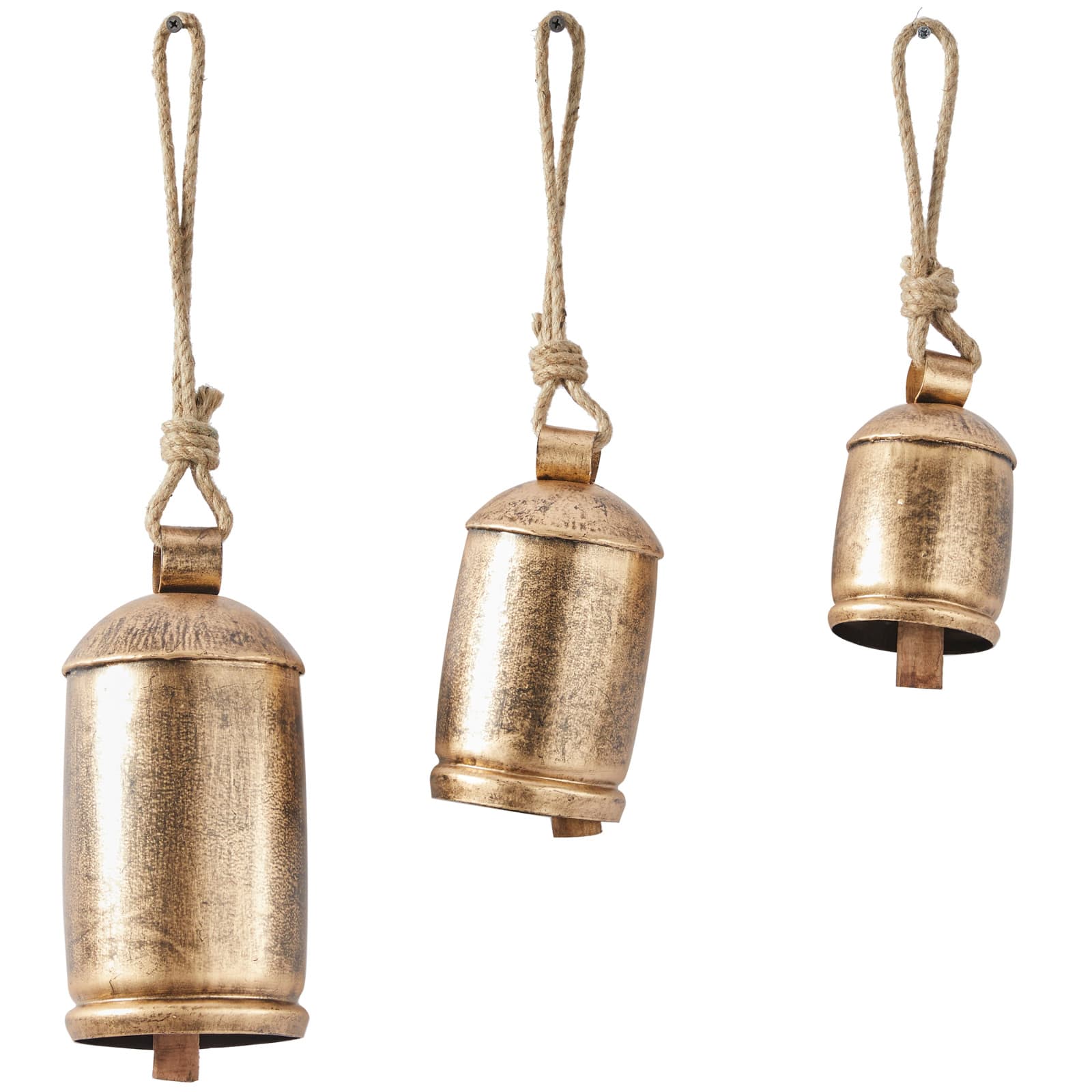 Metal Wall Cow Bell Decor Gold 48W, 28H