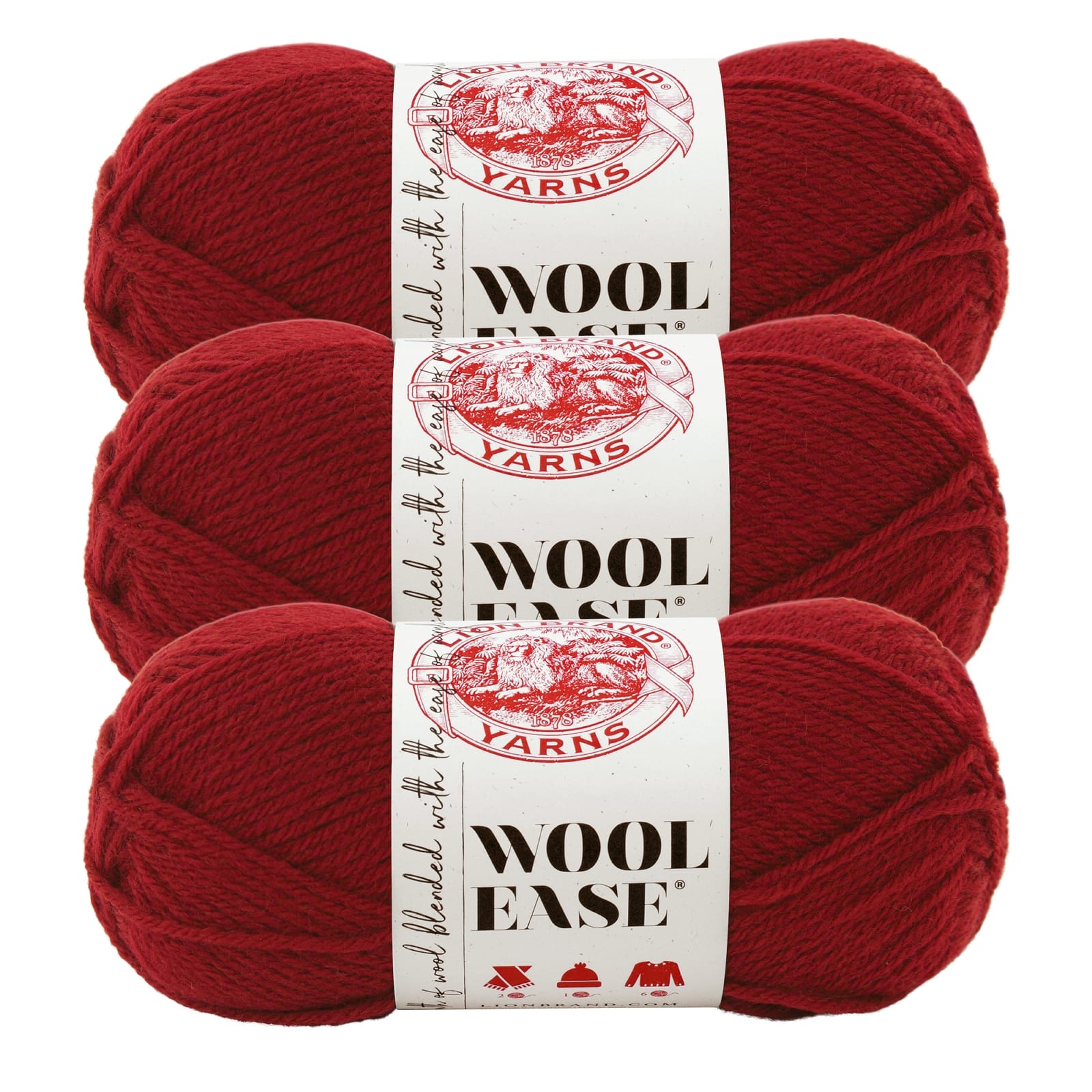 (3 Pack) Lion Brand Yarn Wool-Ease Yarn, Wheat