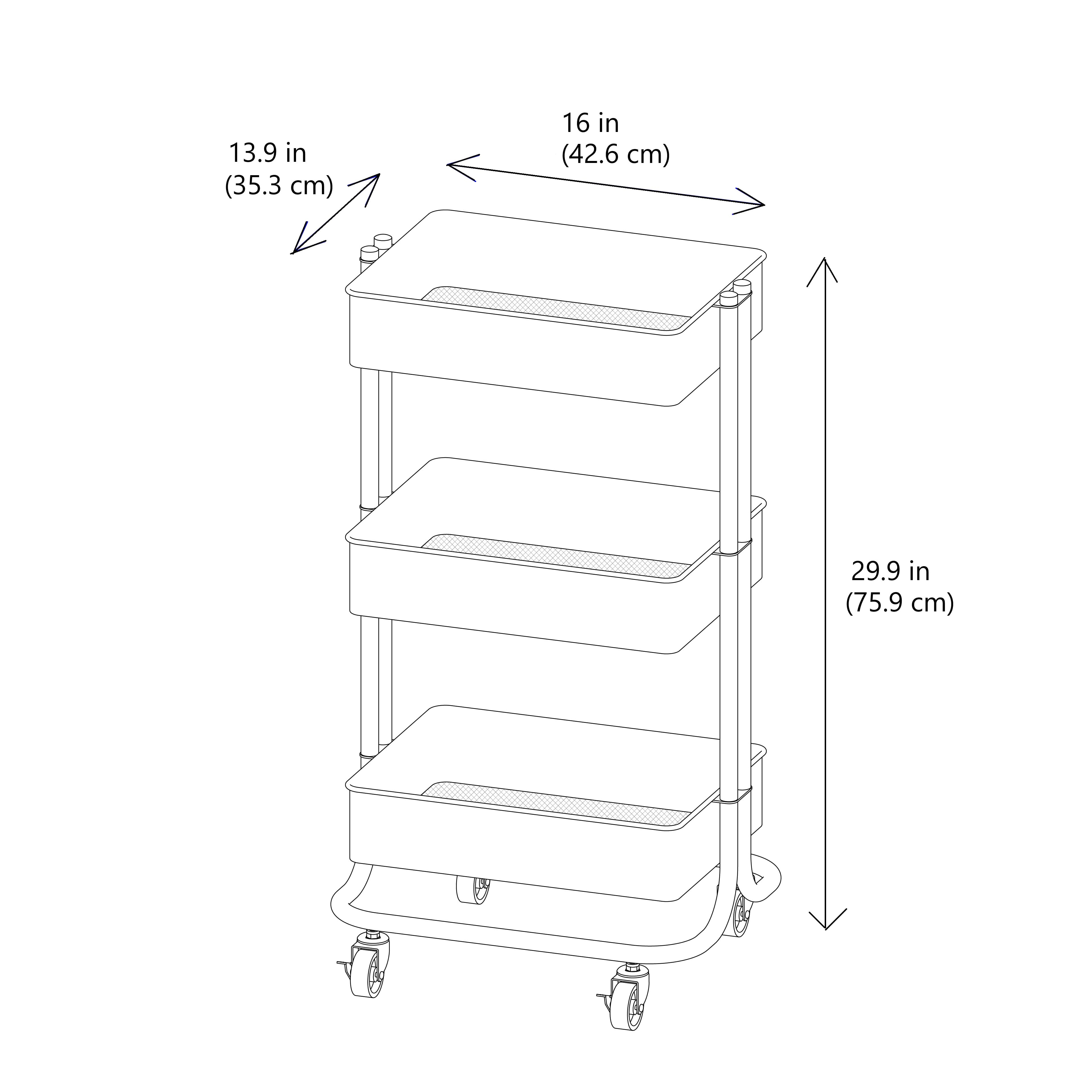 Lexington 3-Tier Rolling Cart by Simply Tidy&#xAE;