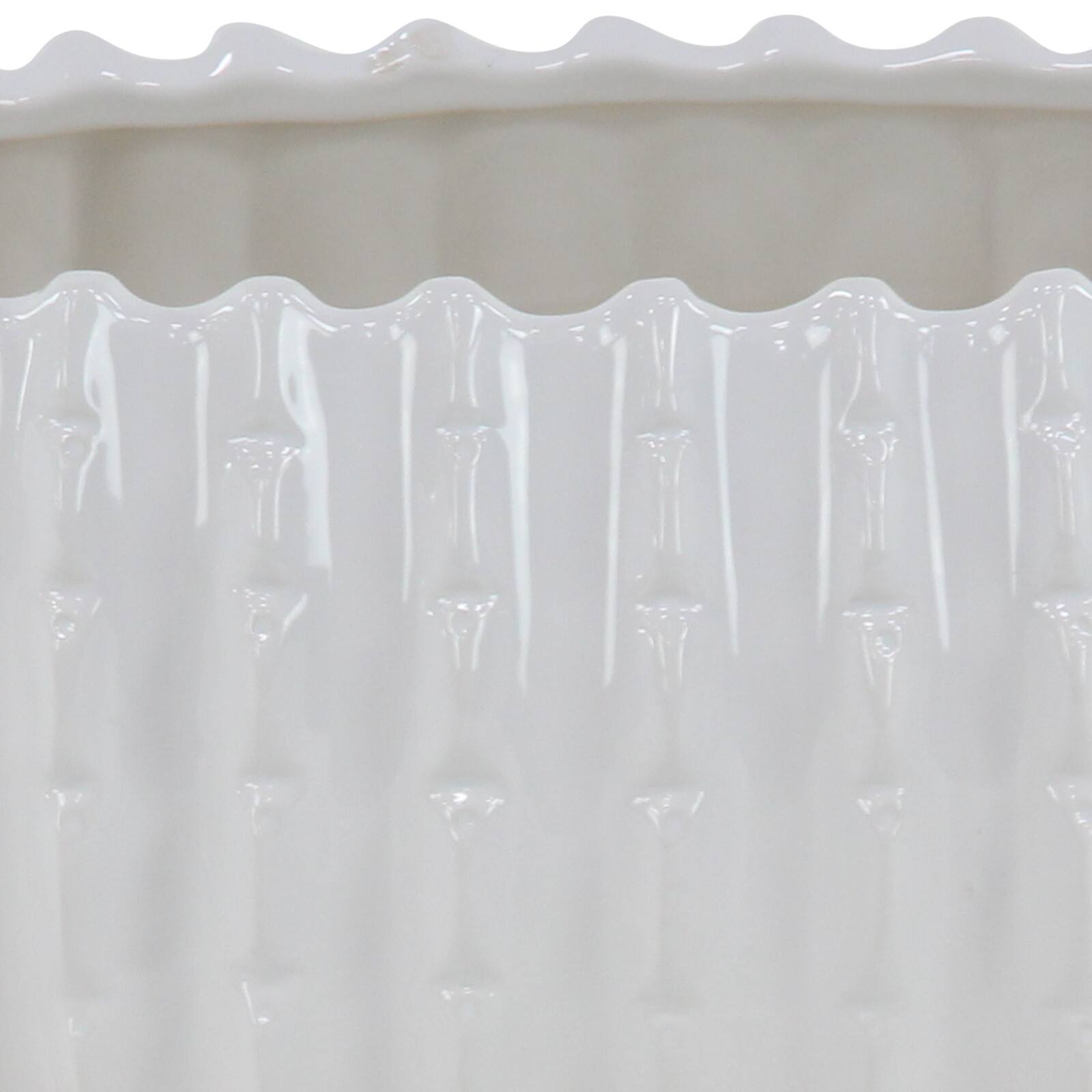 Set of 3 White Stoneware Traditional Planter, 9", 13", 17"