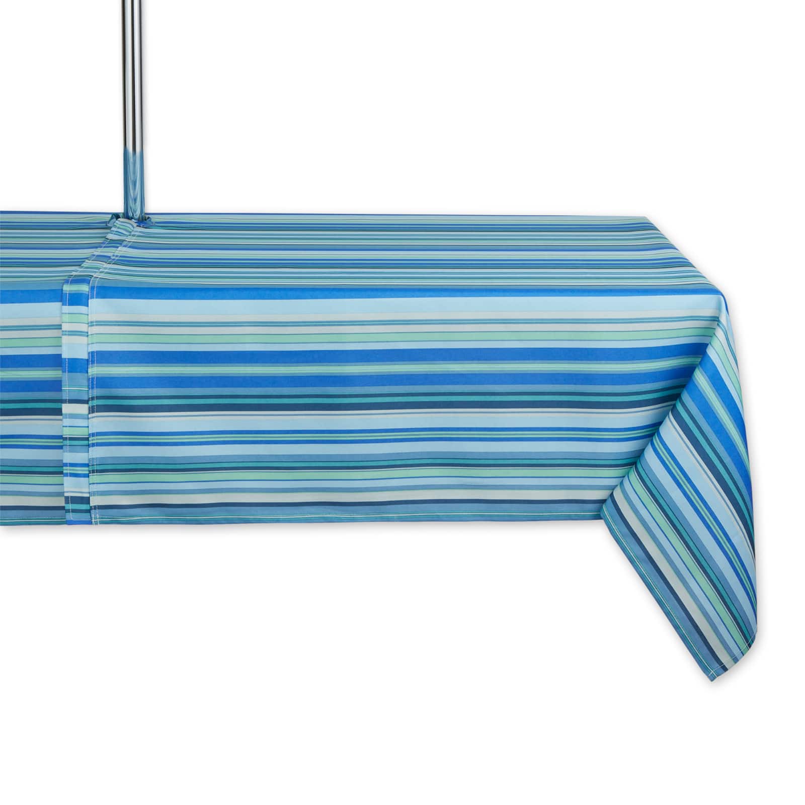 Blue Ocean Stripe Print Outdoor Tablecloth with Zipper, 60" x 84"