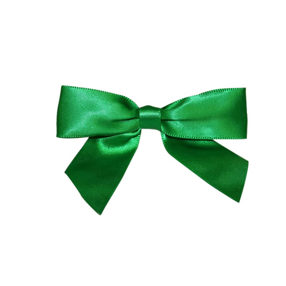 1/8 gold edge emerald green satin ribbon 5 knotted loop