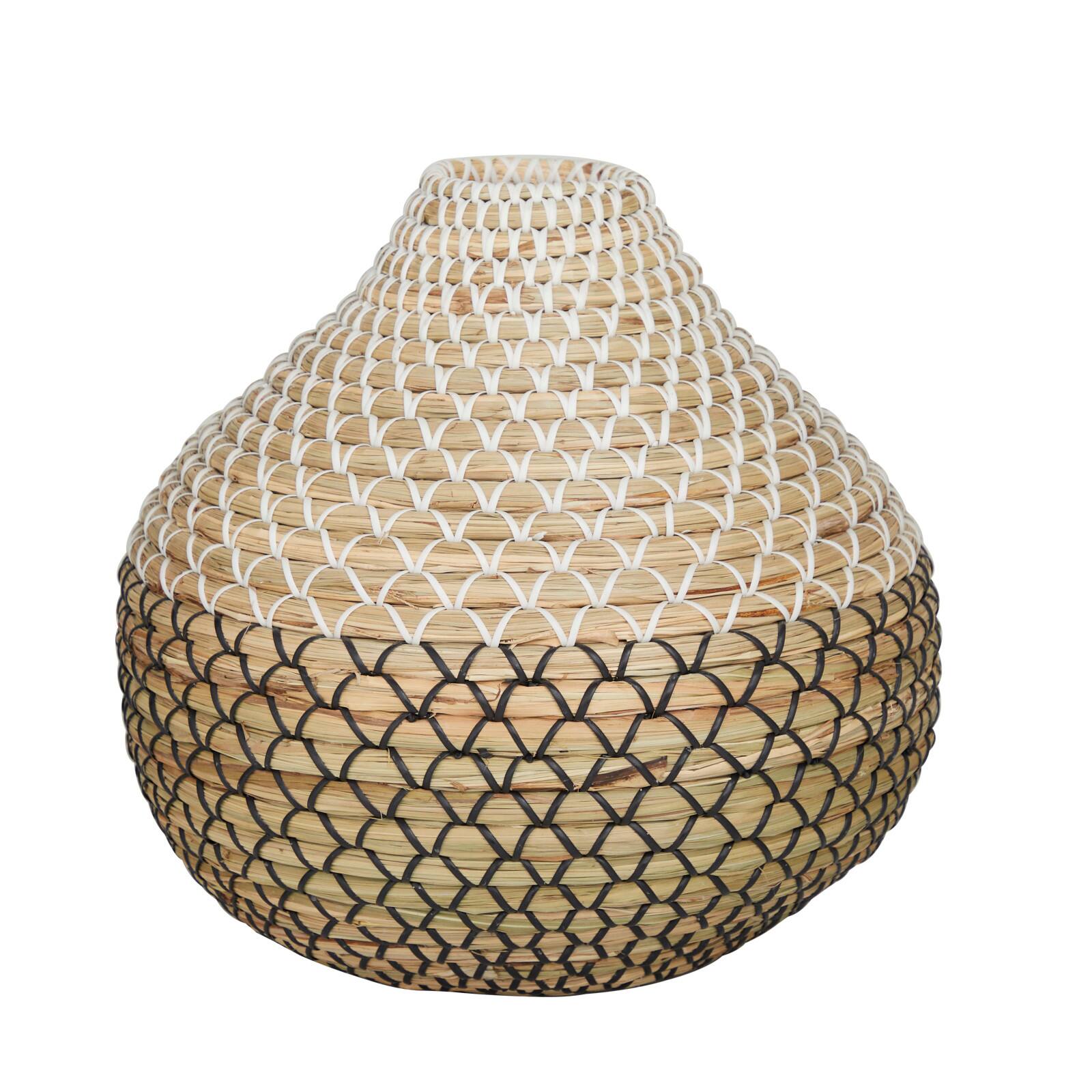 Brown Seagrass Handmade Woven Vase 14" x 14" x 13"