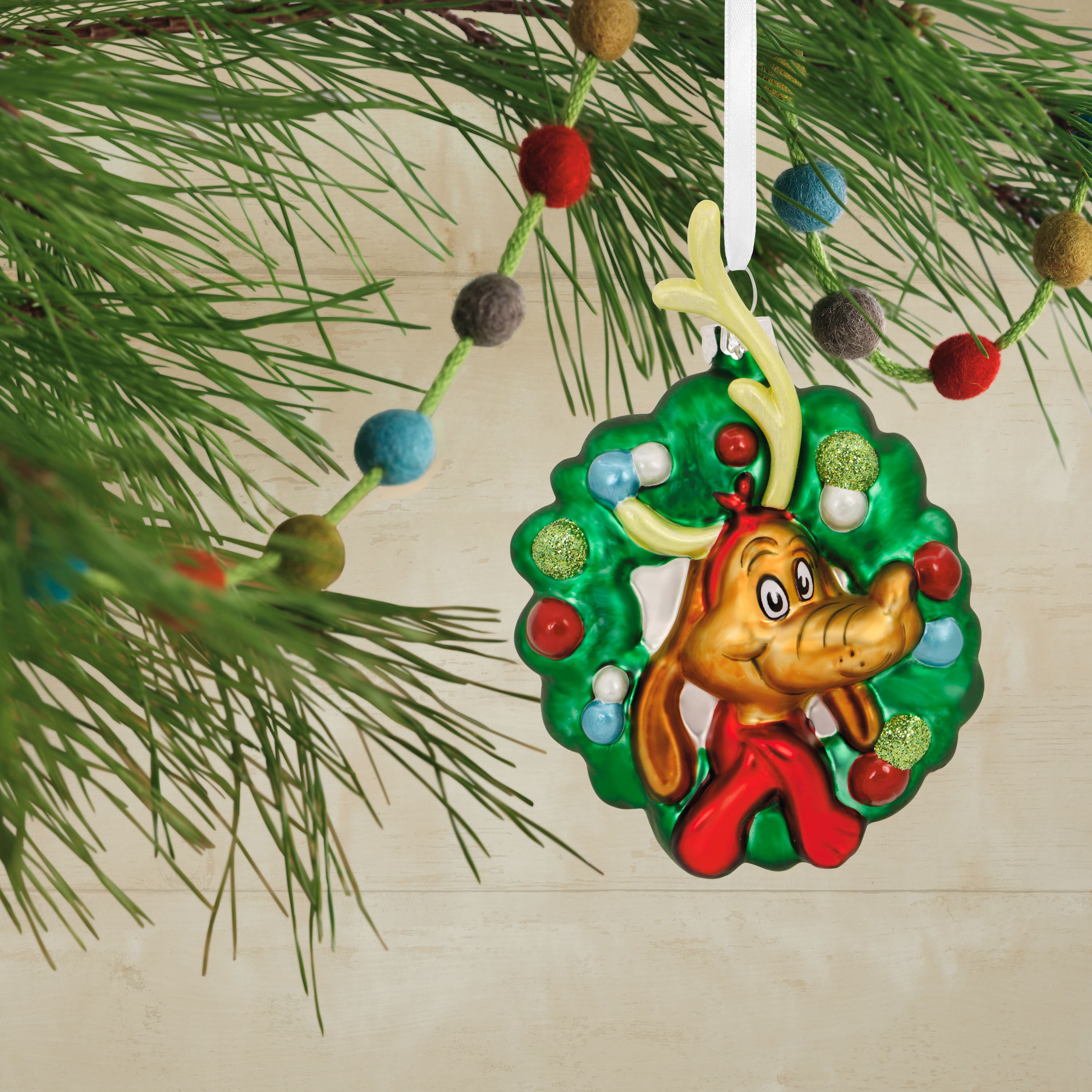 Hallmark Dr. Seuss&#x27;s How the Grinch Stole Christmas&#x2122; 4.5&#x22; Max in Wreath Blown Glass Ornament