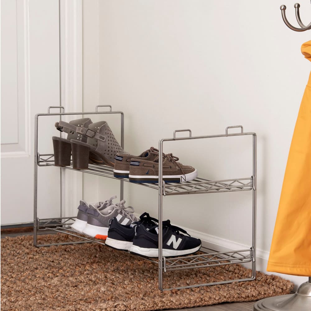 Household Essentials Stackable 2-Tier Metal Shoe Rack