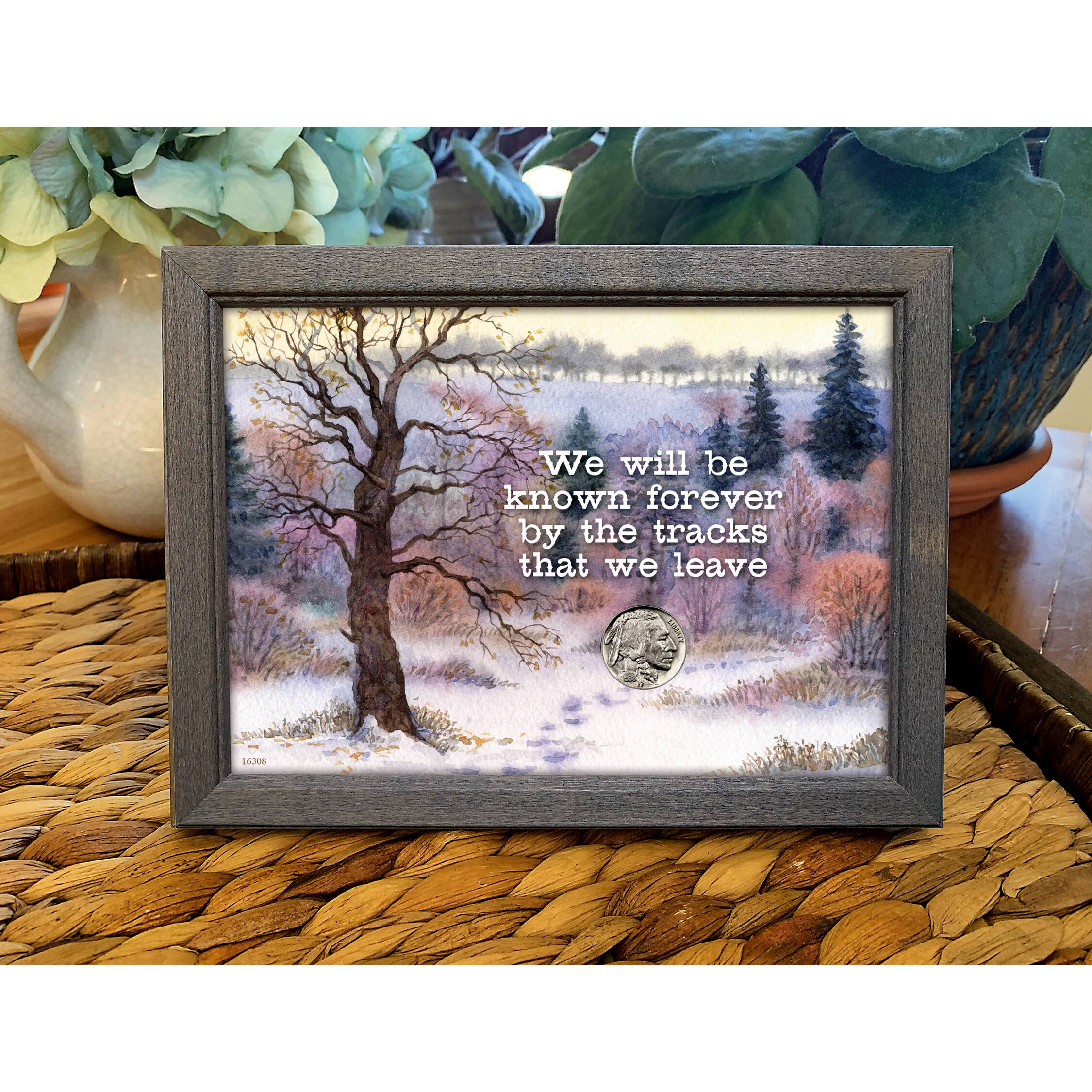 Tracks With Buffalo Nickel Coin in 5" x 7" Frame