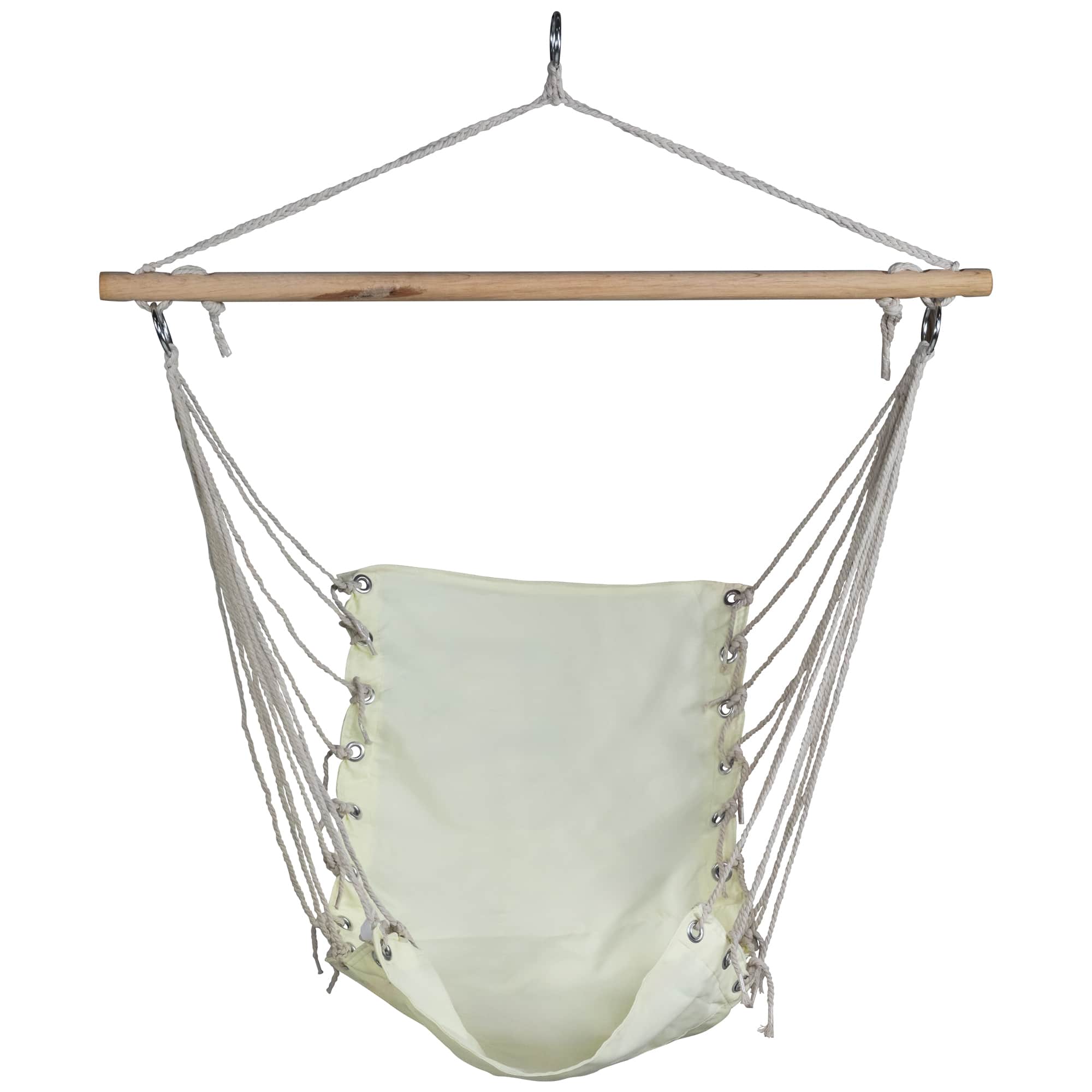 37.25" x 33" Cream Hammock Chair with Wooden Bar