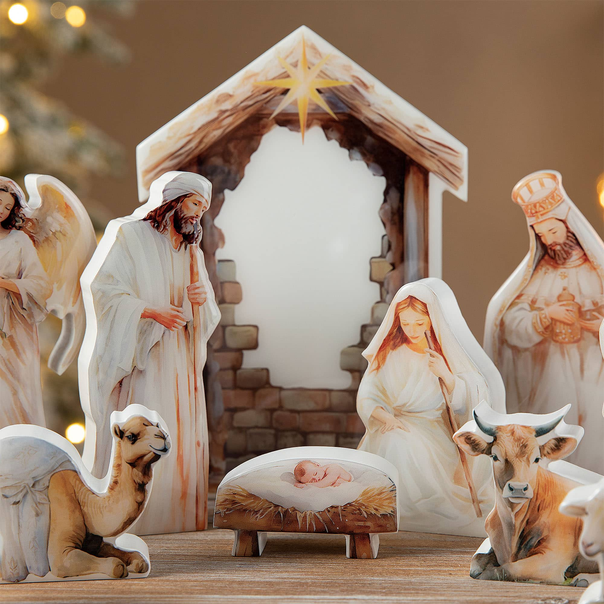 Glitzhome&#xAE; Christmas Nativity Figurine Set