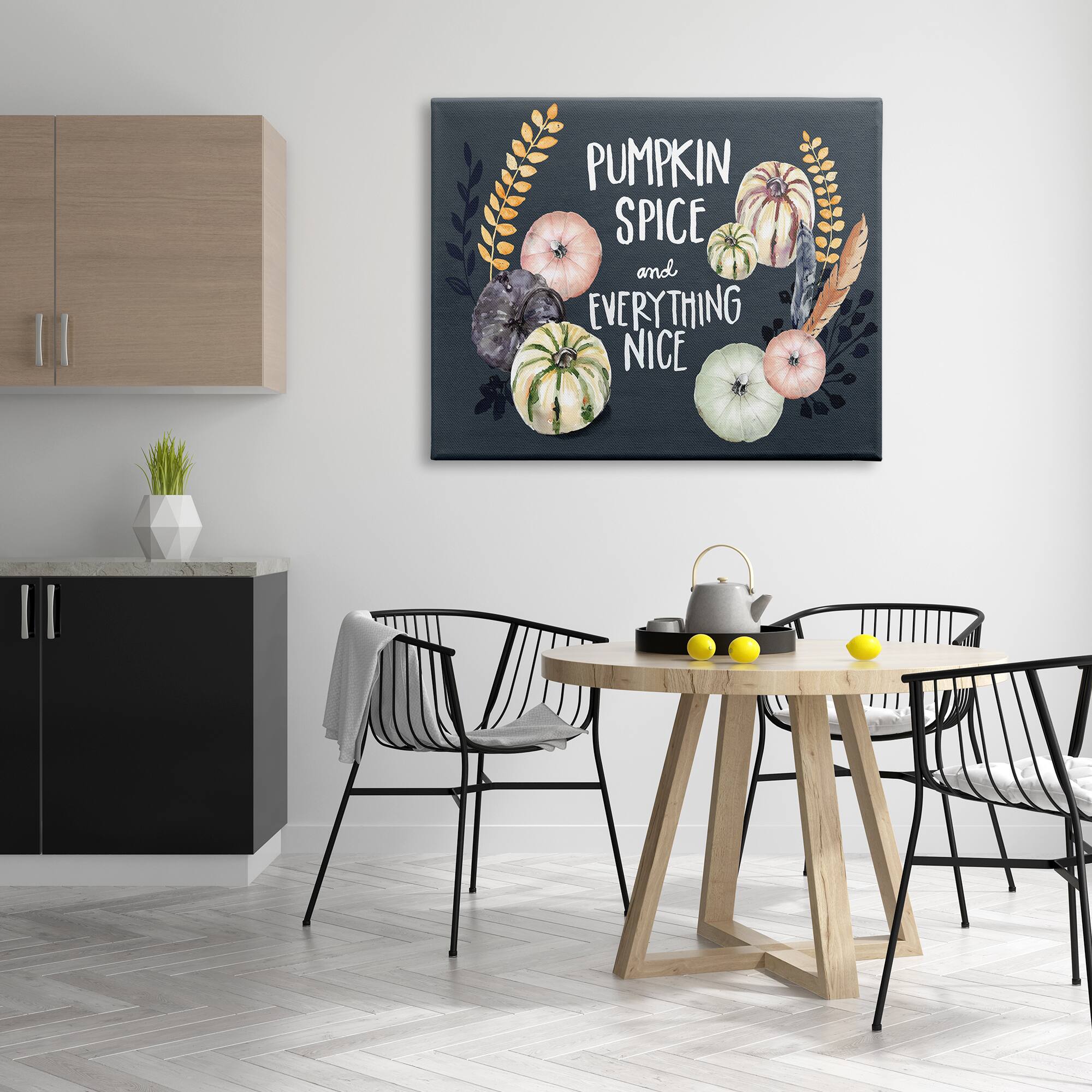 Stupell Industries Pumpkin Spice Everything Nice Phrase Autumn Harvest Feathers Canvas Wall Art