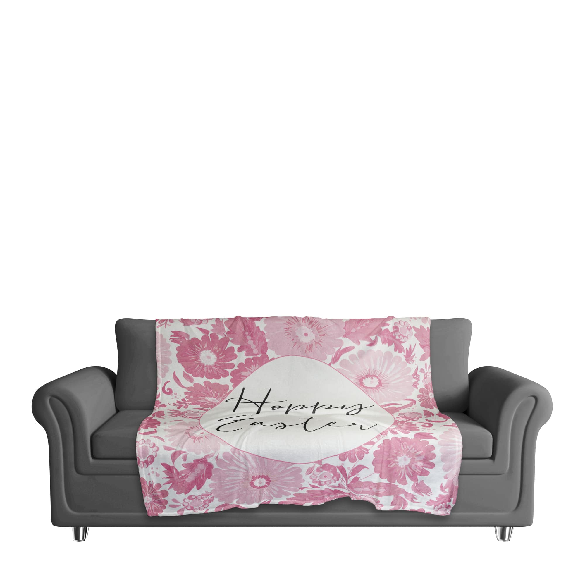 Hoppy Easter Floral Egg Throw Blanket