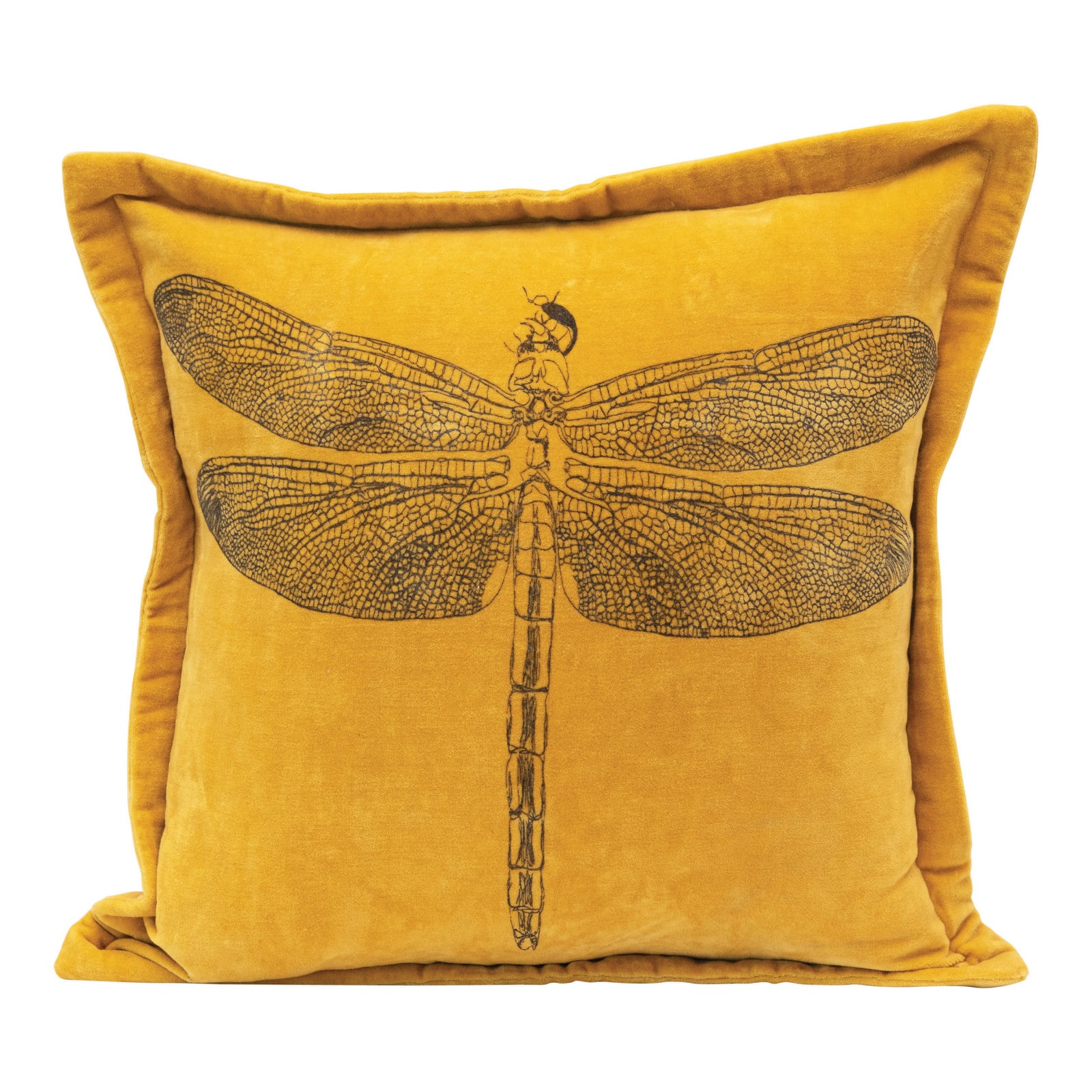 Hello Honey® Mustard Dragonfly Cotton Velvet Pillow