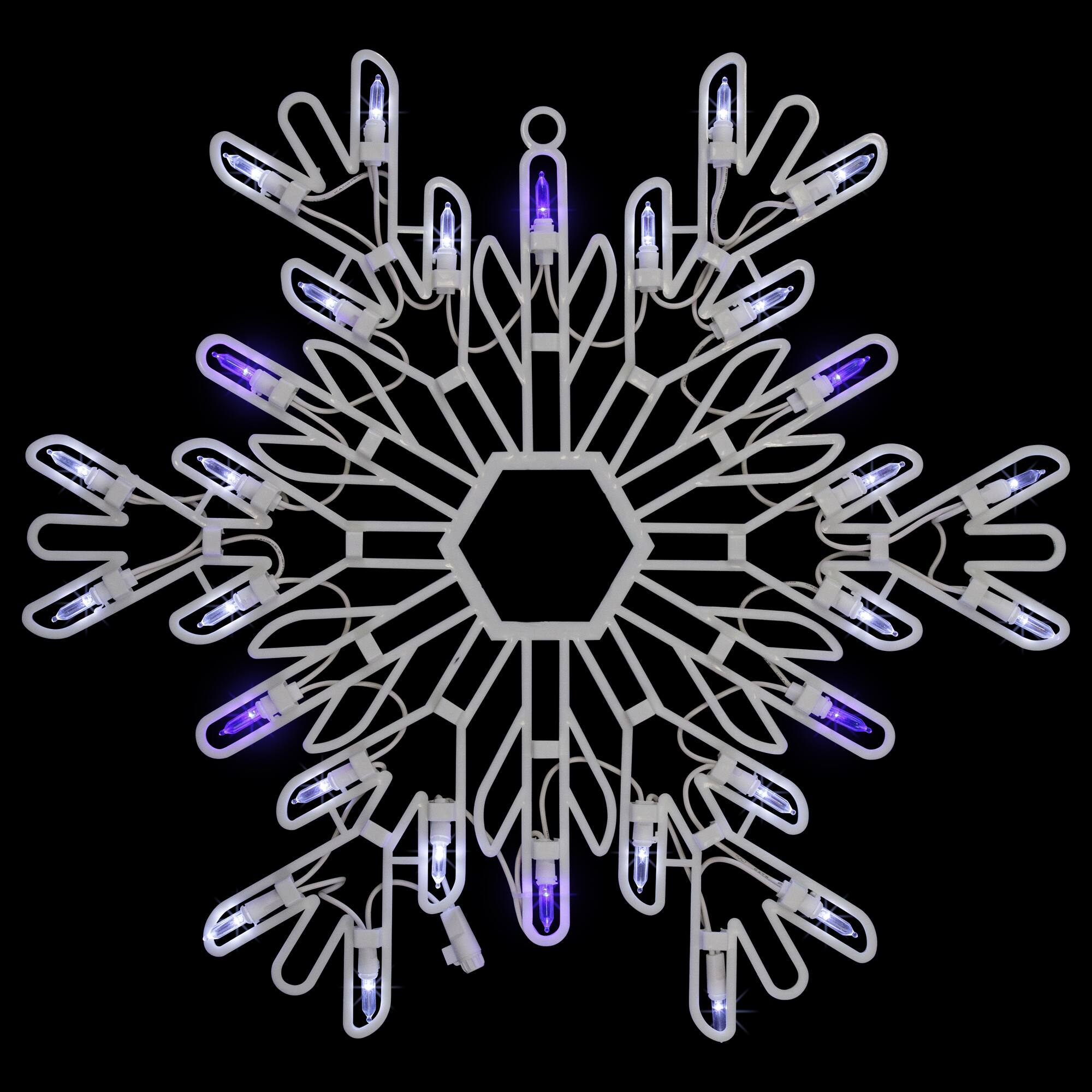 16" LED Lighted Pure White & Blue Snowflake Christmas Window Silhouette Décor
