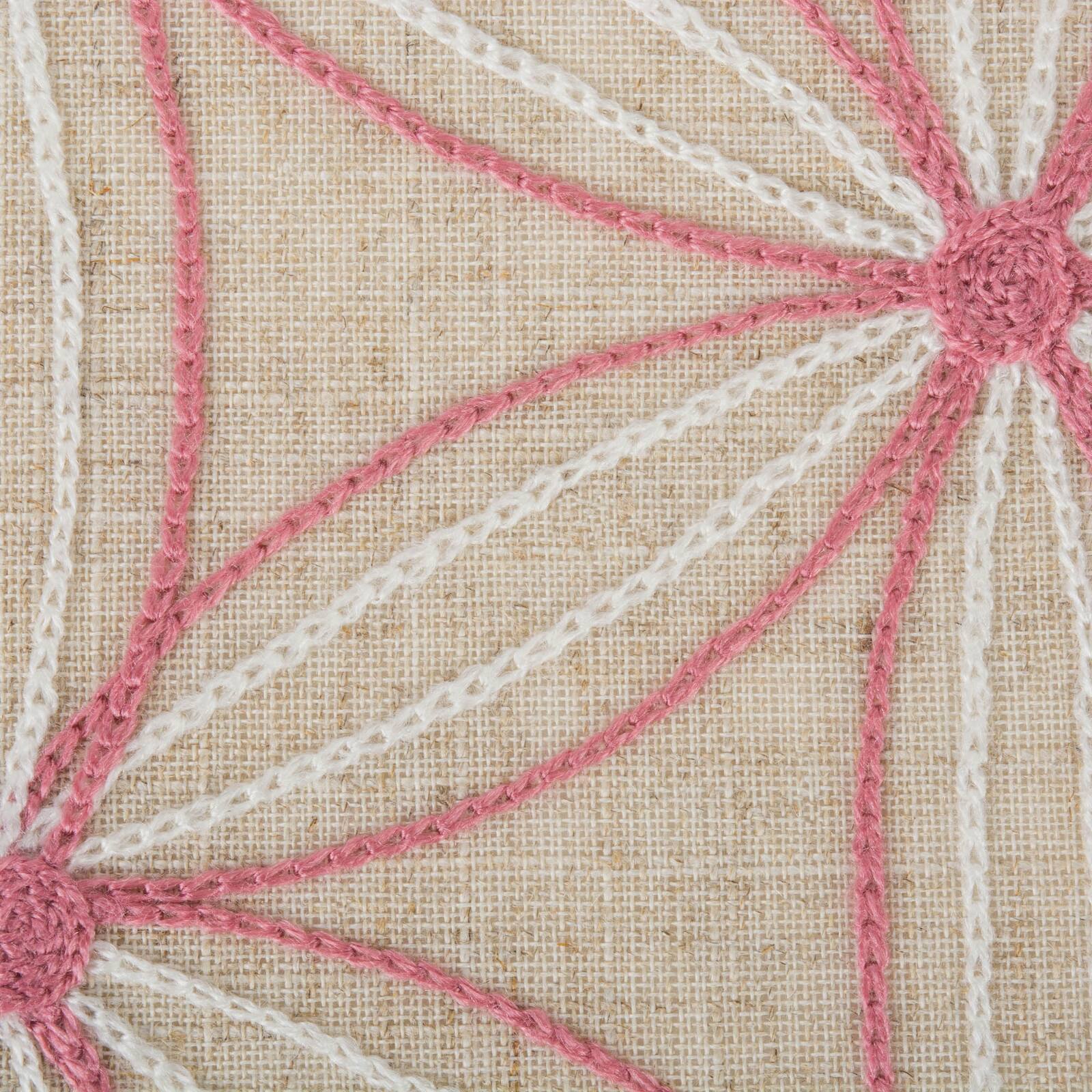 Natural Base Embroidered Flowers Table Runner