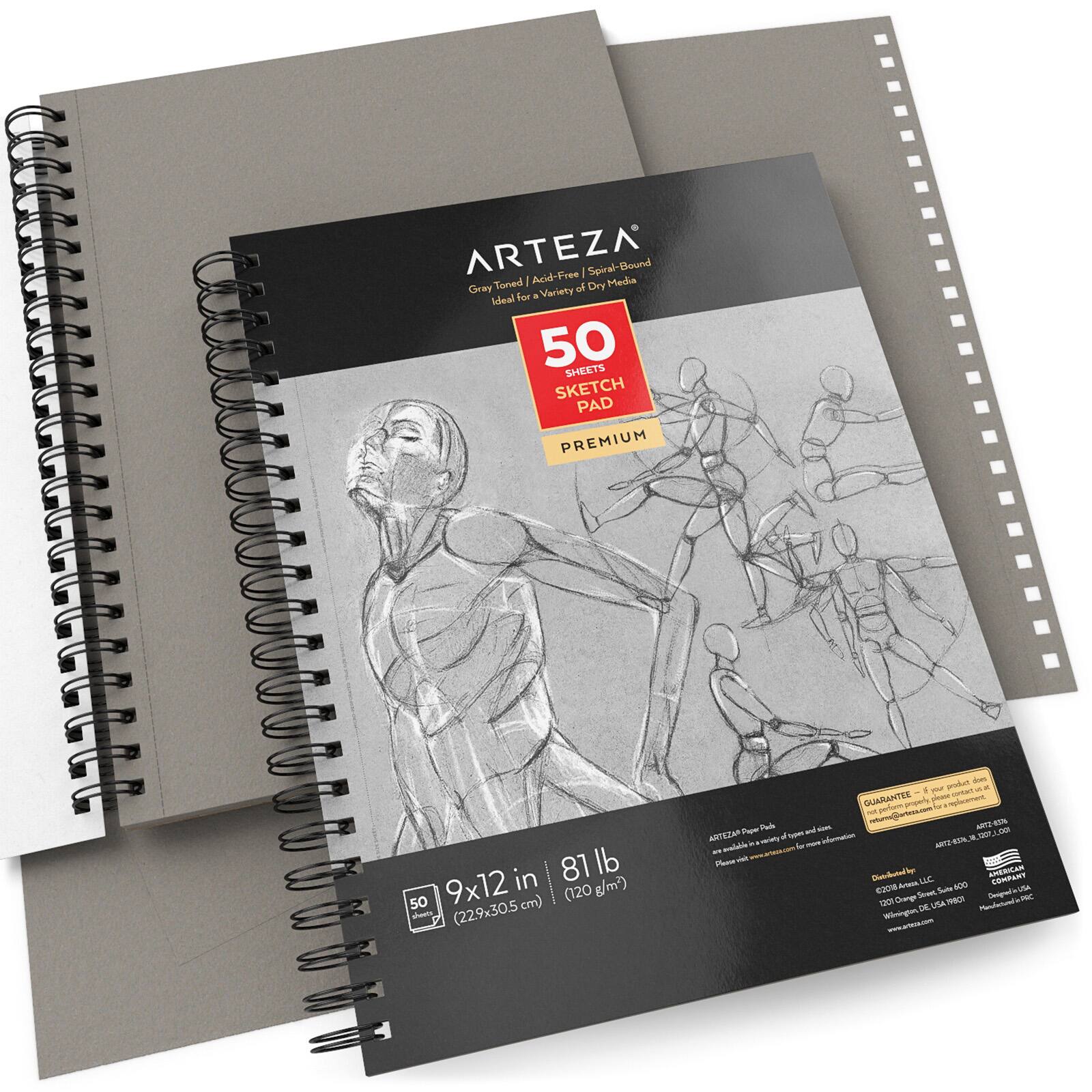 Arteza® 9" x 12" Toned Gray Spiral Sketch Pads, 2ct.