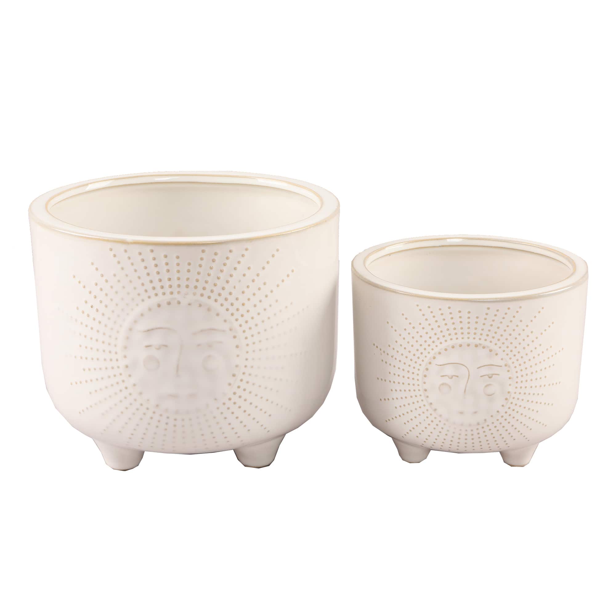 Flora Bunda® Ivory Sunny Ceramic Footed Planter Set