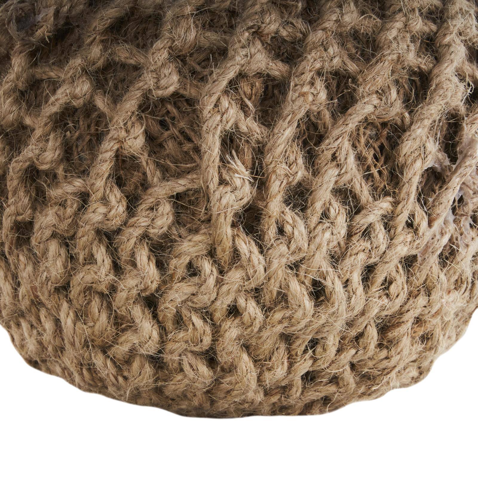 Brown Handmade Woven Knotted Rope & Cement Orb Sculpture with Handles Set