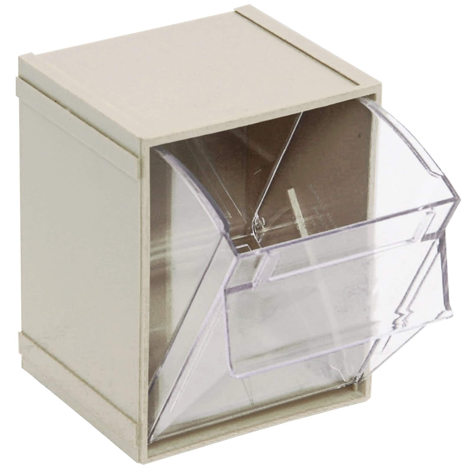 Quantum Storage Systems® 5.25" x 6.25" Ivory & Clear Individual Tip Out Bin