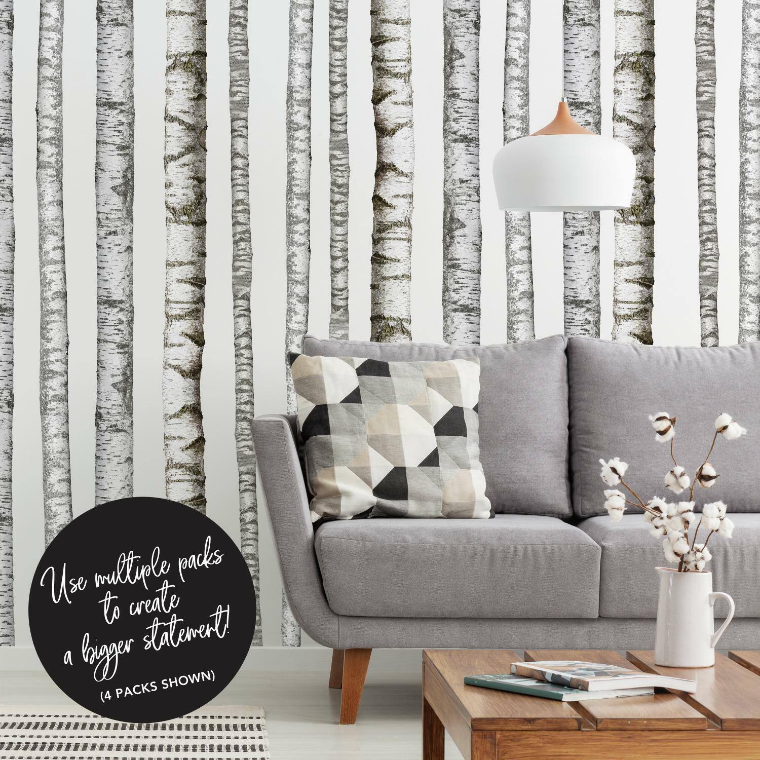RoomMates Realistic Birch Trees Peel &#x26; Stick Giant Decals