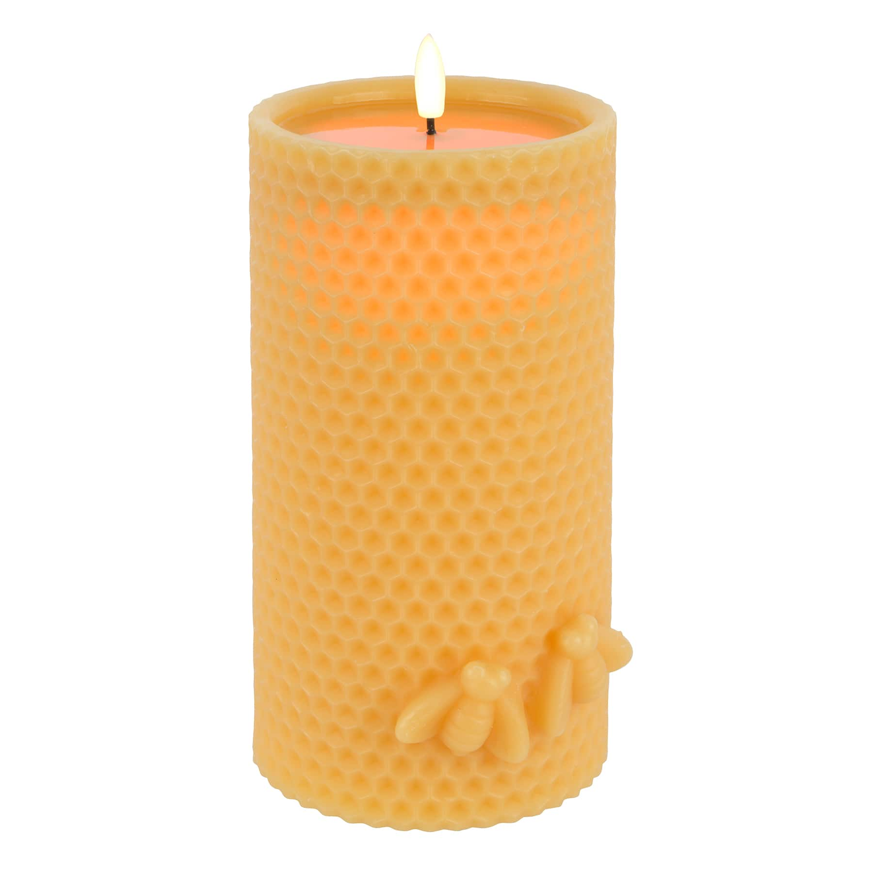 4&#x22; x 8&#x22; Yellow Honeycomb LED Pillar Candle by Ashland&#xAE;