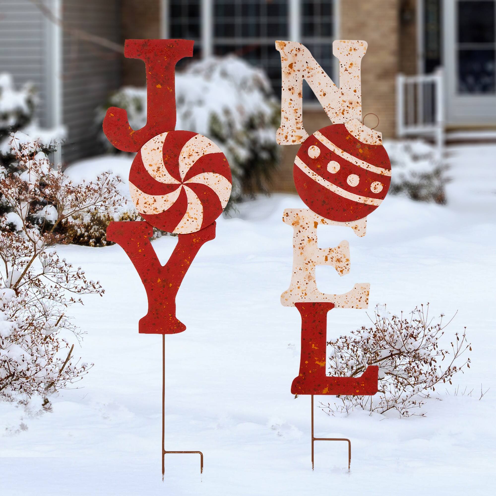 Glitzhome® Metal Joy & Noel Yard Stake Set