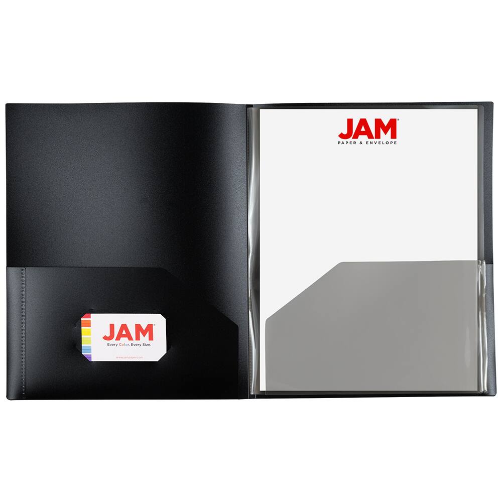 JAM Paper Heavy Duty Plastic 6-Pocket Folder, 2ct.