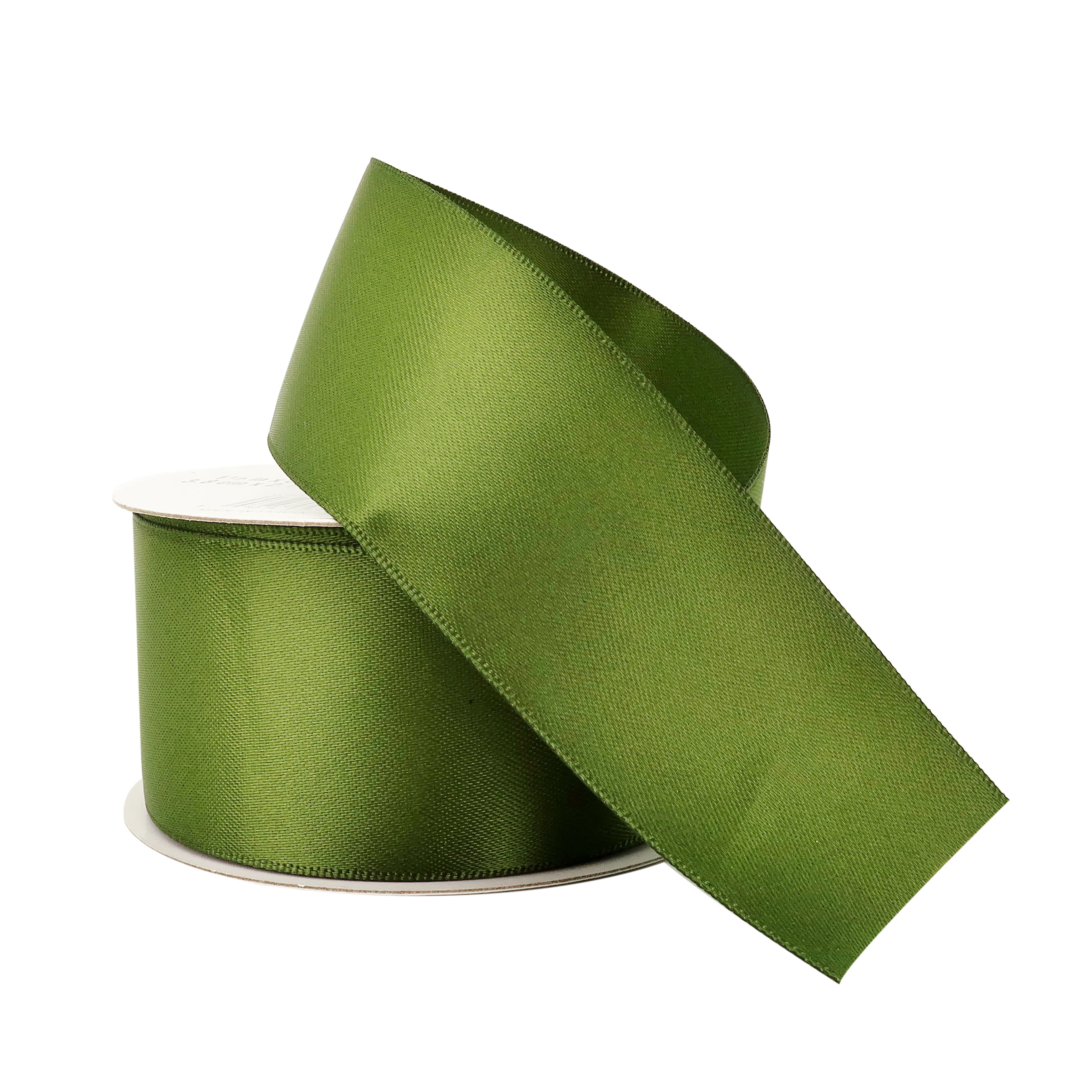 1.5 inch Wired Lime Green Double Faced Satin Ribbon - 5 Yards
