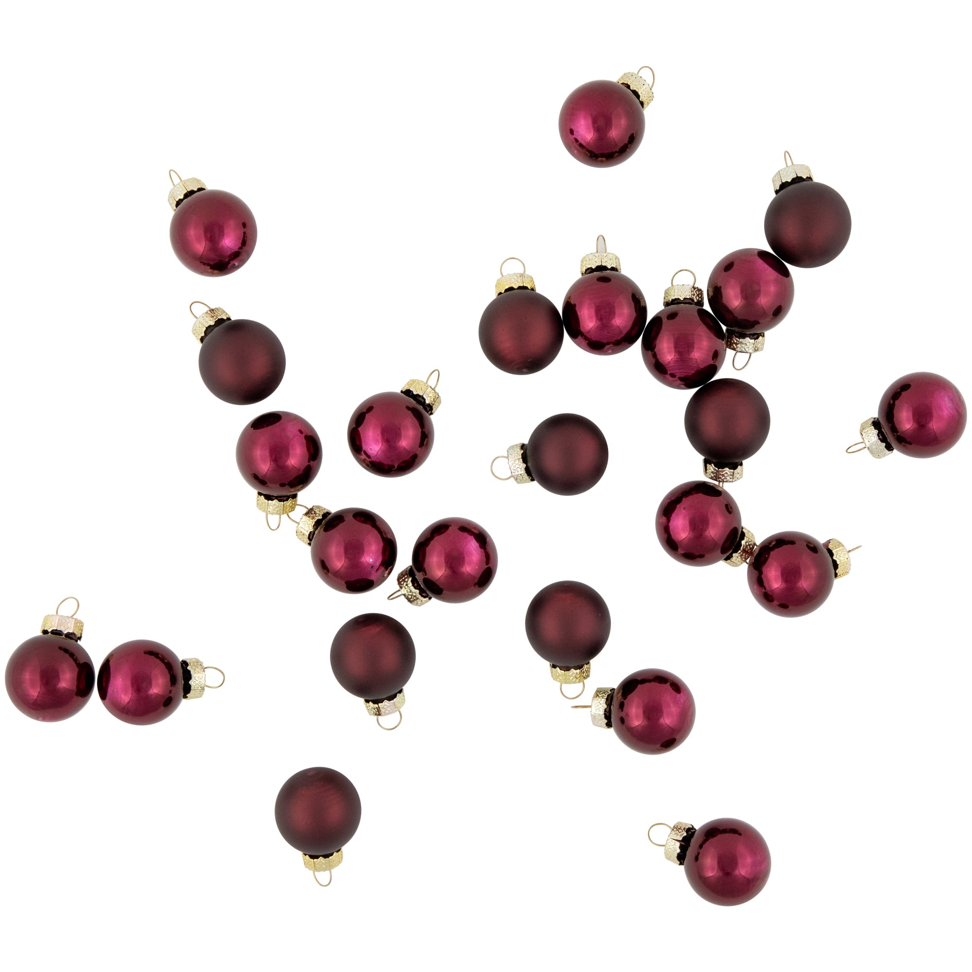 24ct. 1&#x22; Shiny &#x26; Matte Red Glass Ball Ornaments 