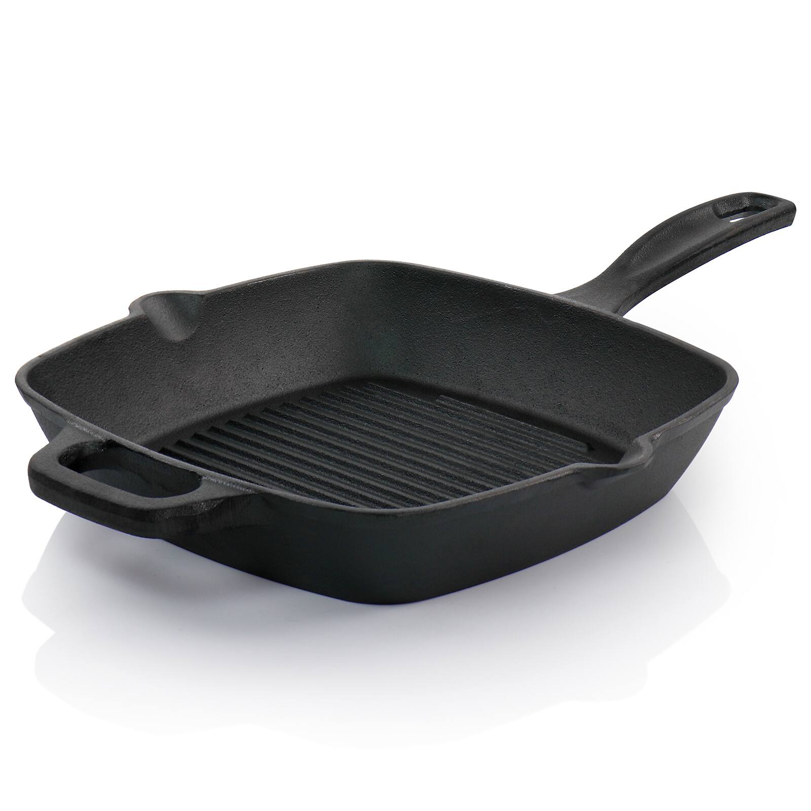 Oster Castaway 10'' Square Cast Iron Grill Pan with Pouring Spouts