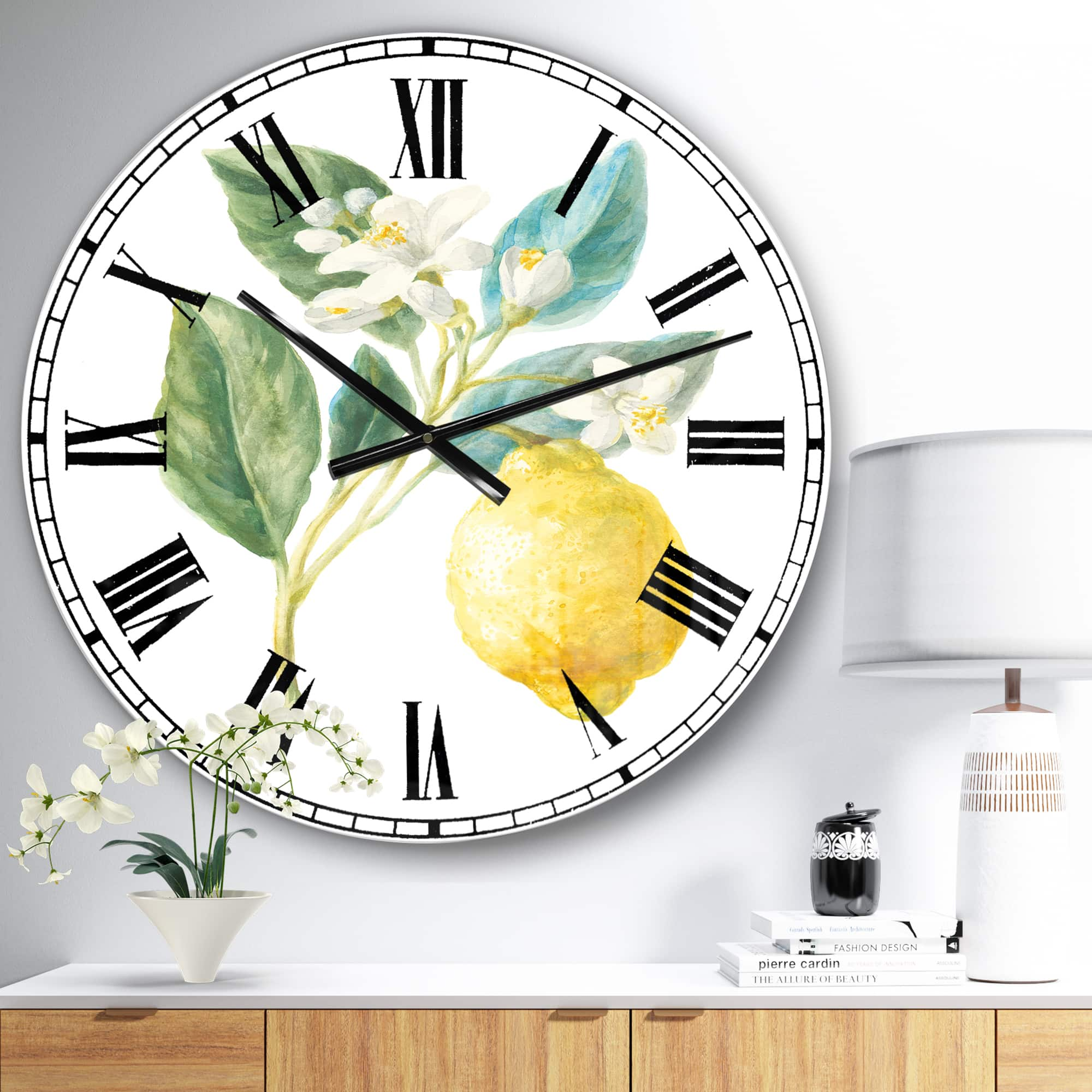 Designart &#x27;Floursack Lemon I Farmhouse Wall Clock