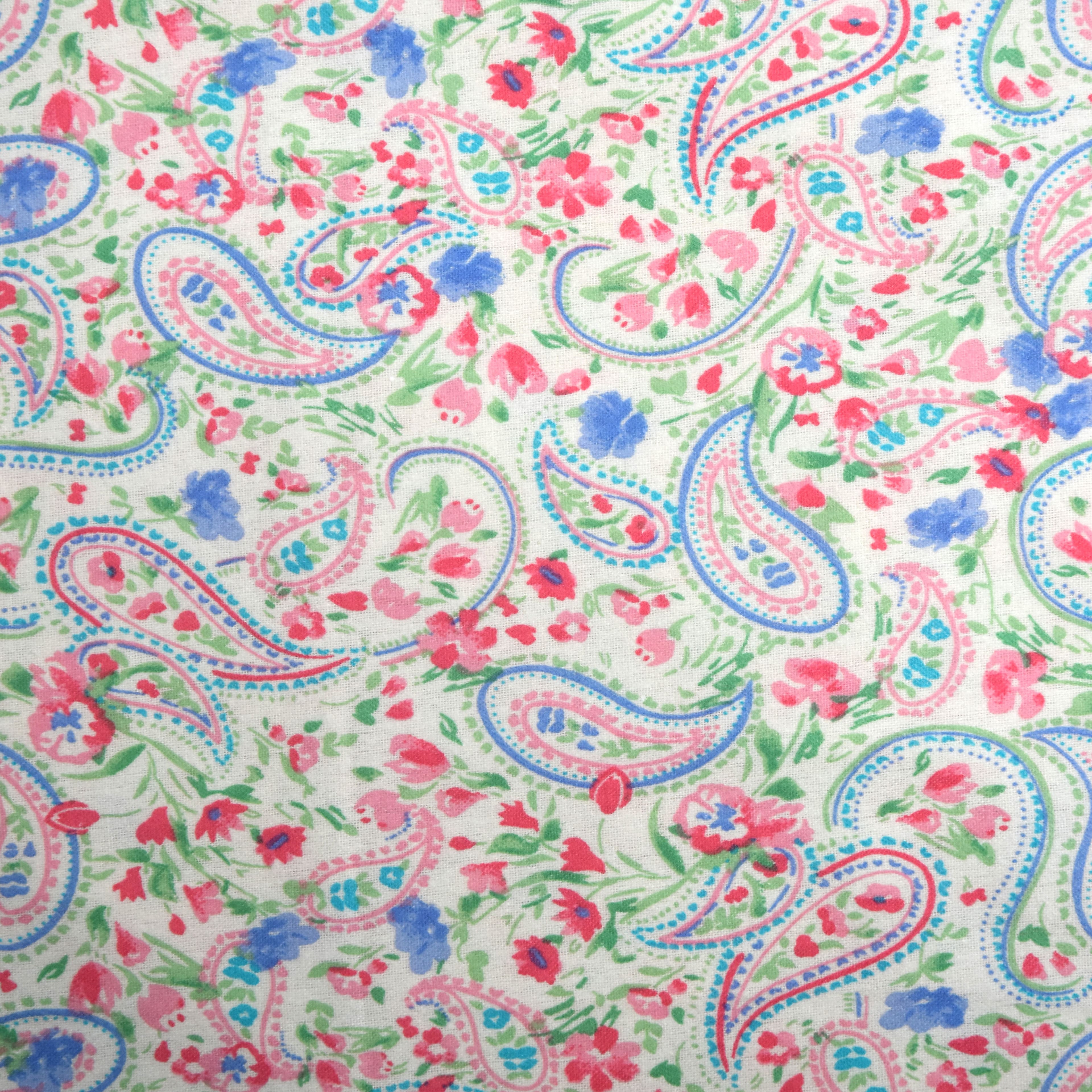 Feldman White Paisley Cotton Flannel