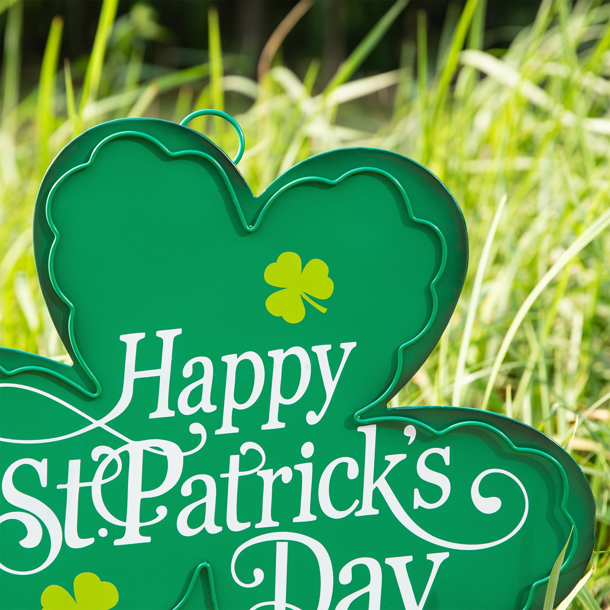 Glitzhome® 24" St. Patrick's Metal Shamrock Yard Stake