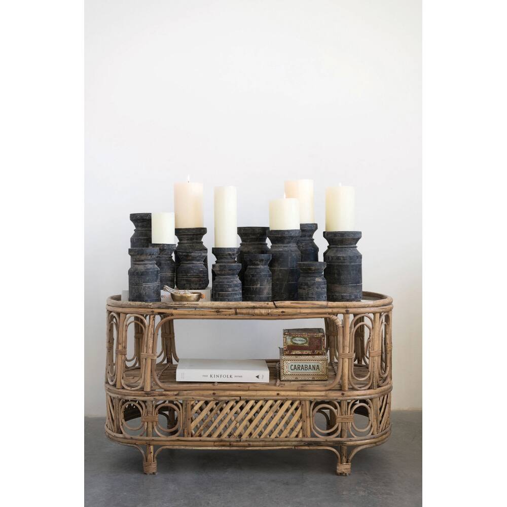 Hello Honey® Black Found Wood Pillar Candleholders Set