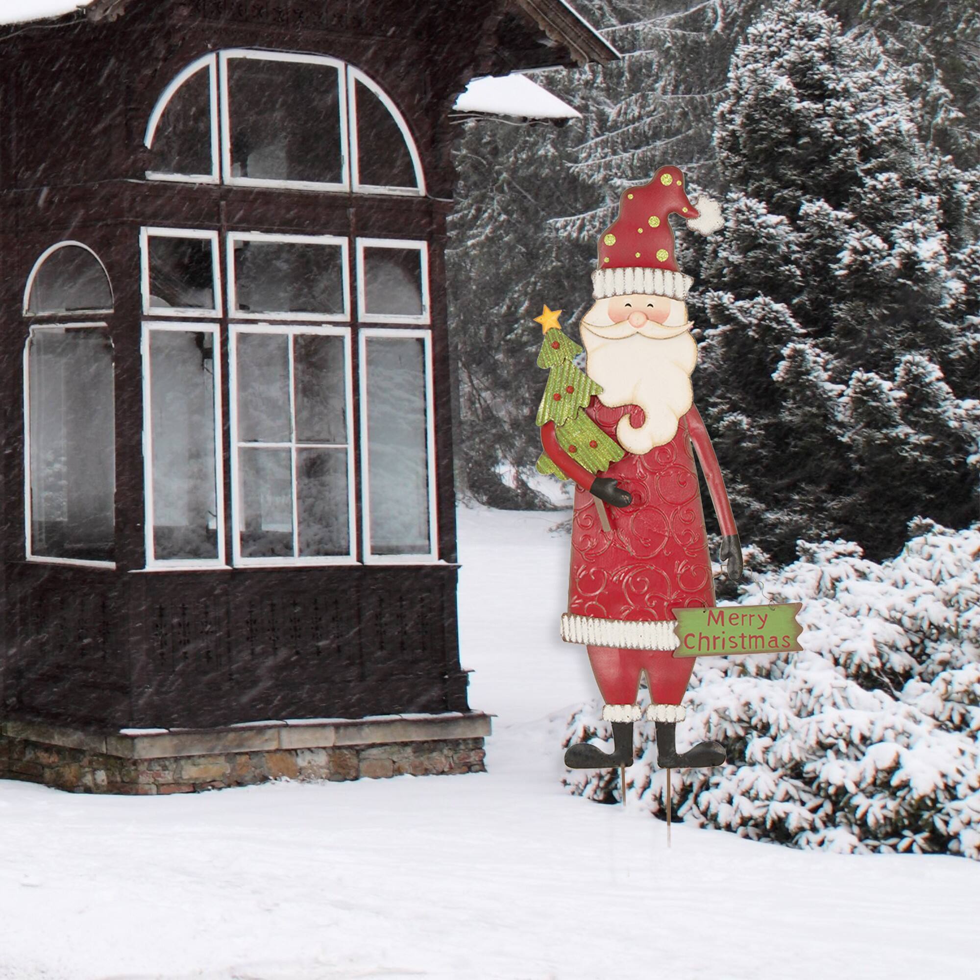Glitzhome® 36" Santa Metal Yard Stake